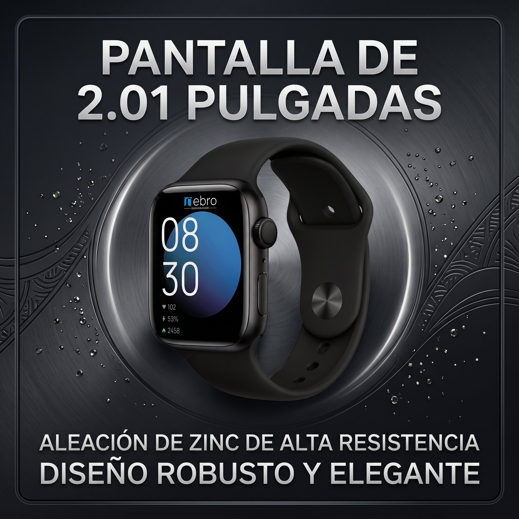 Smartwatch Reloj Inteligente Nebro WAT-101 Pantalla 2.01  Aleación Zinc Bluetooth