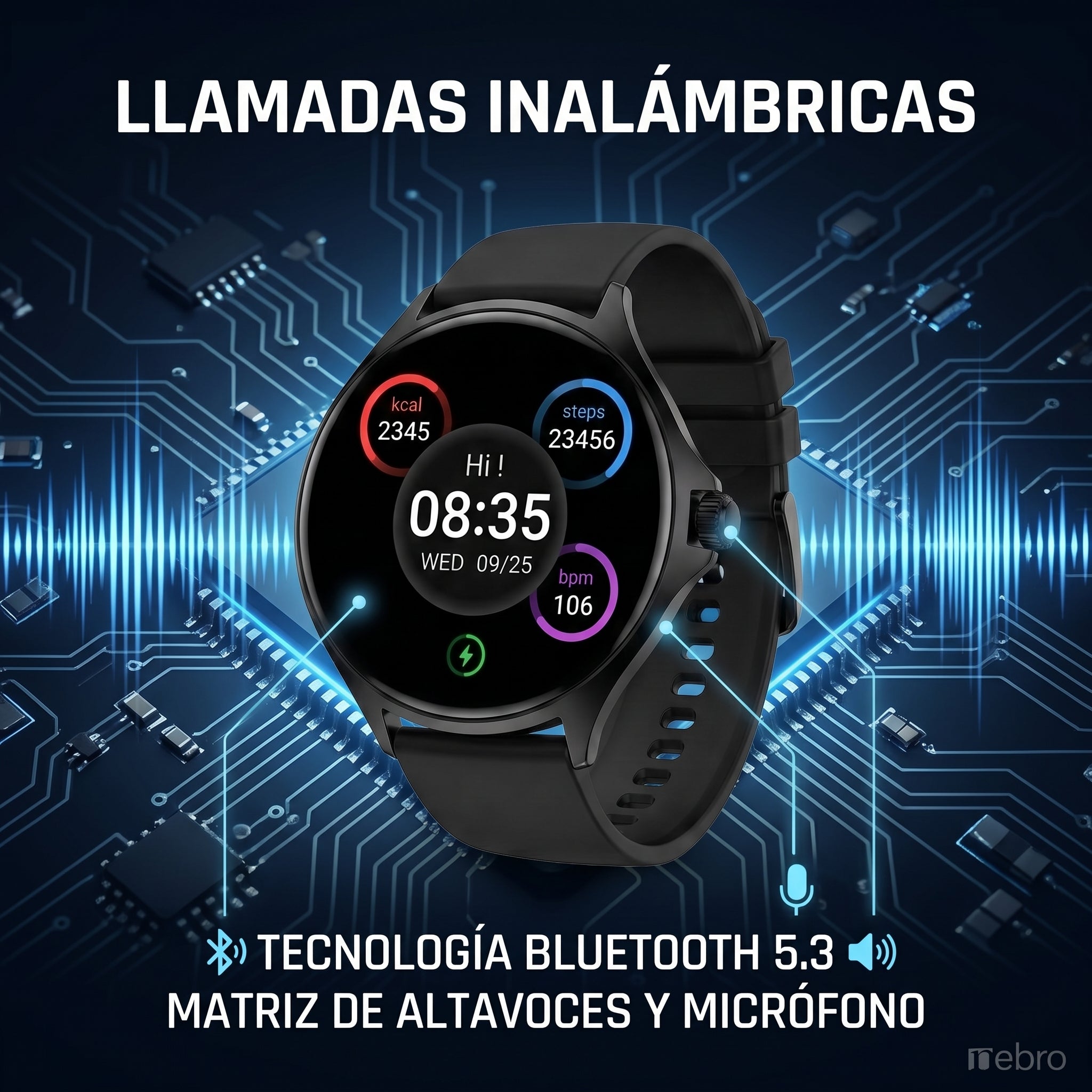 Smartwatch Reloj inteligente Nebro WAT-103 Pantalla 1.7 Bluetooth