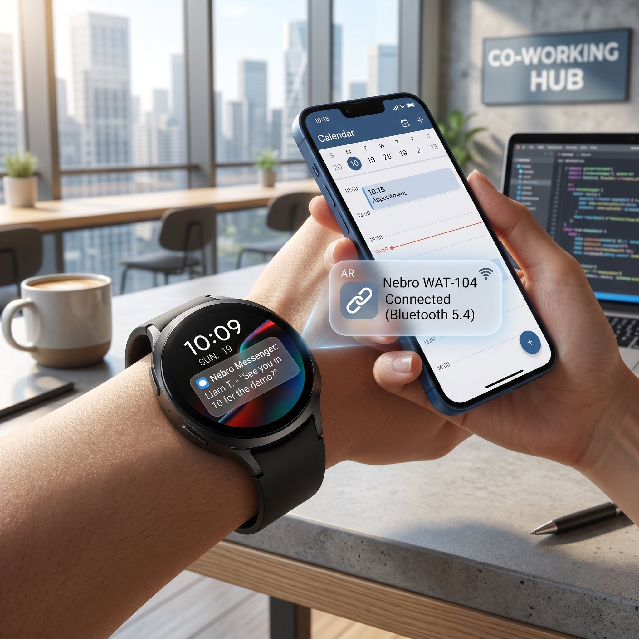 Smartwatch Reloj Inteligente Nebro WAT-104 Pantalla de 1.43 Aleación de Zinc Bluetooth