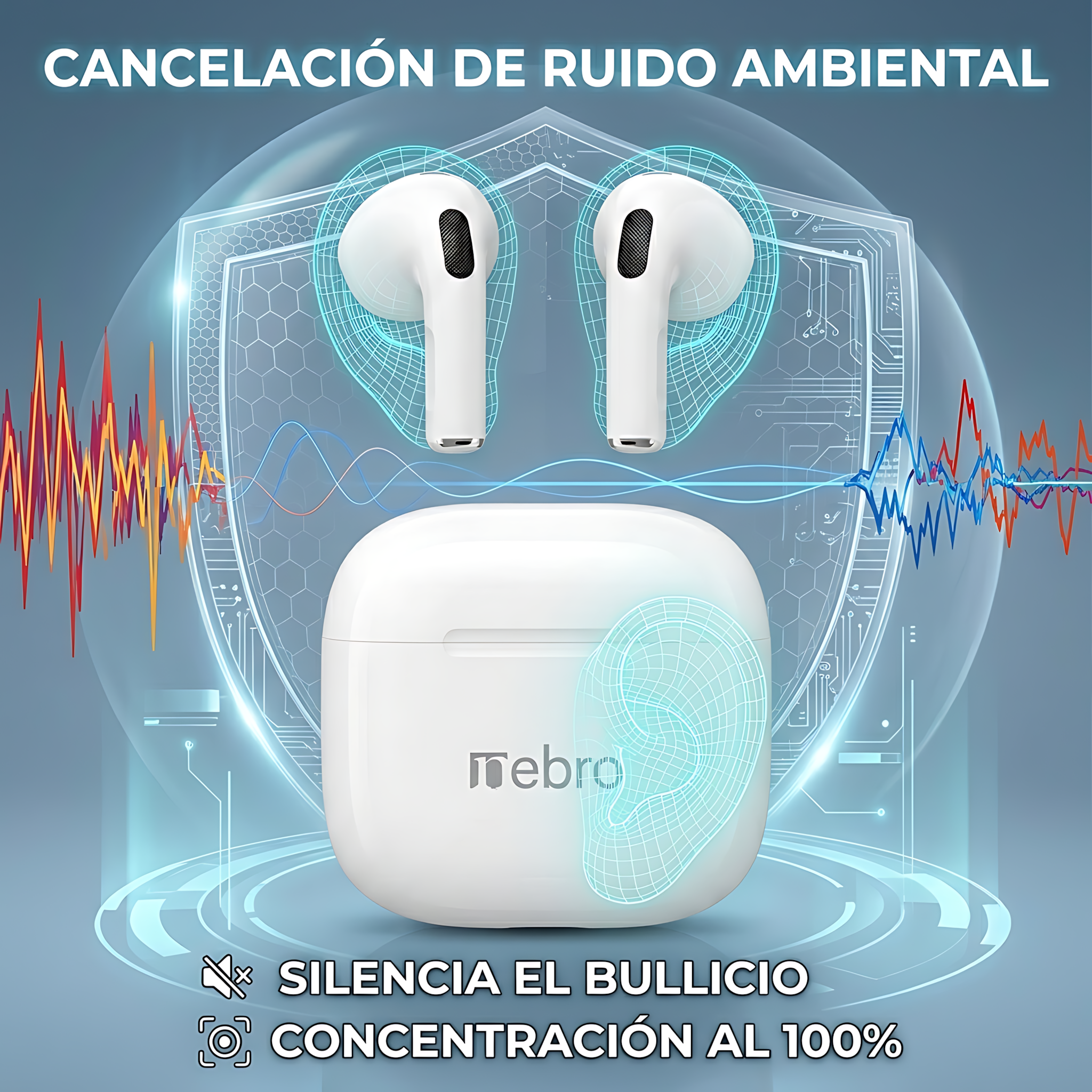 Audífonos Inalámbricos In Ear Nebro WE-016 Bluetooth Premium ANC