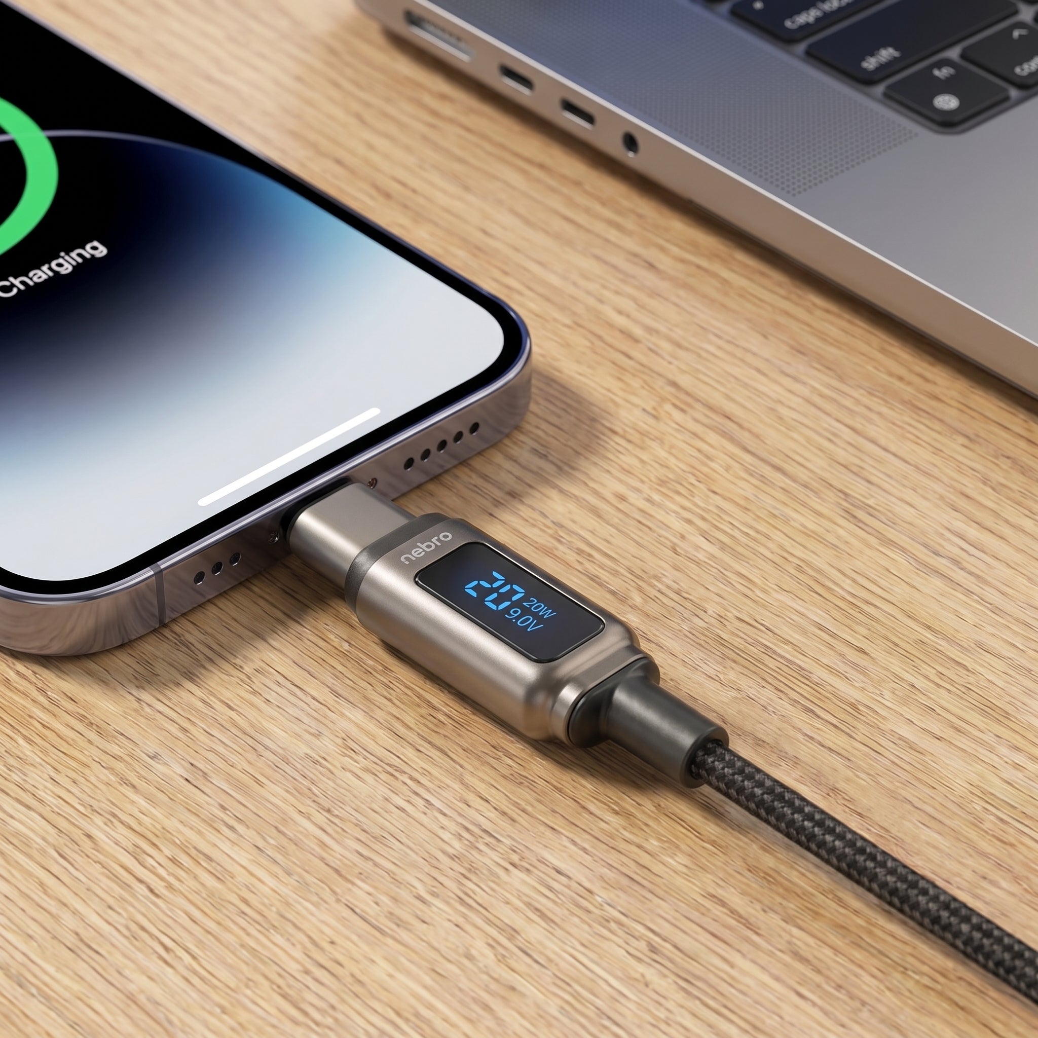 Cable USB-C a Lightning Trenzado Nebro WD-309TL 60W
