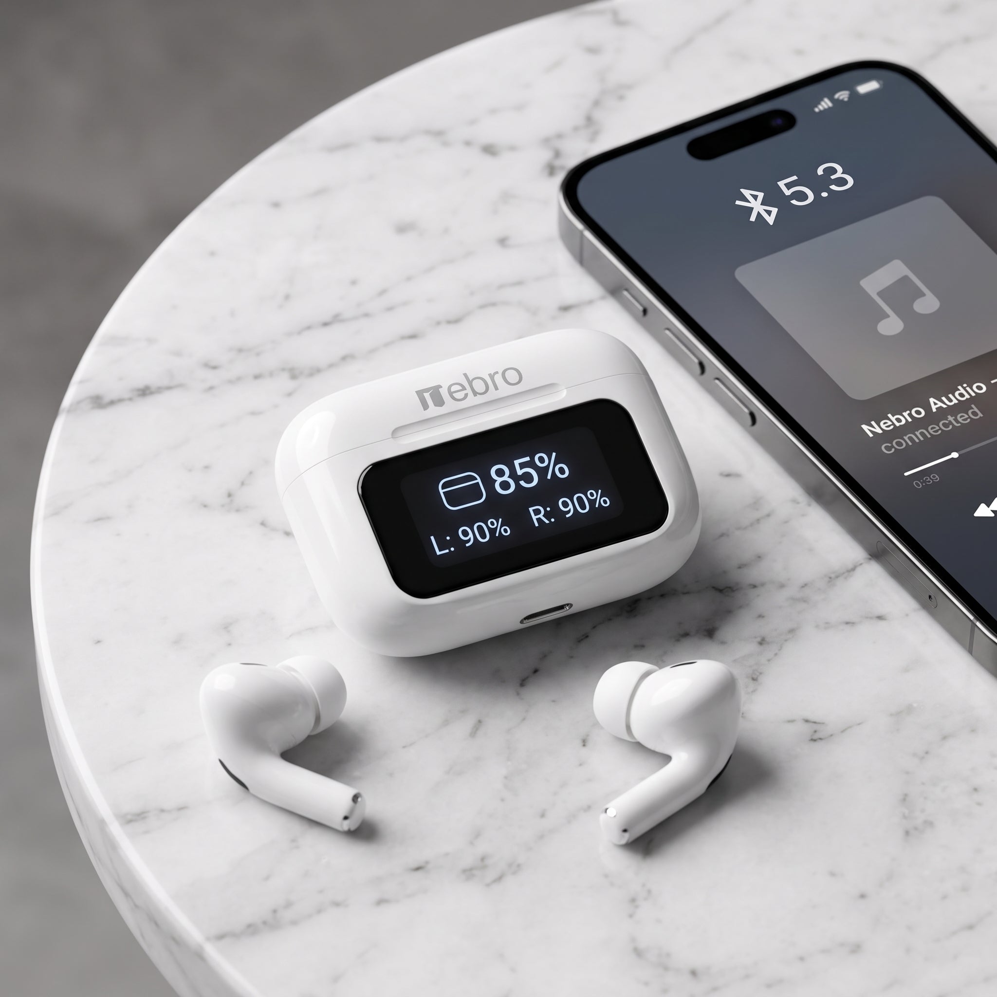 Audifonos Nebro WE-523 Estuche Pantalla Sonido HiFi Bluetooth 5.3