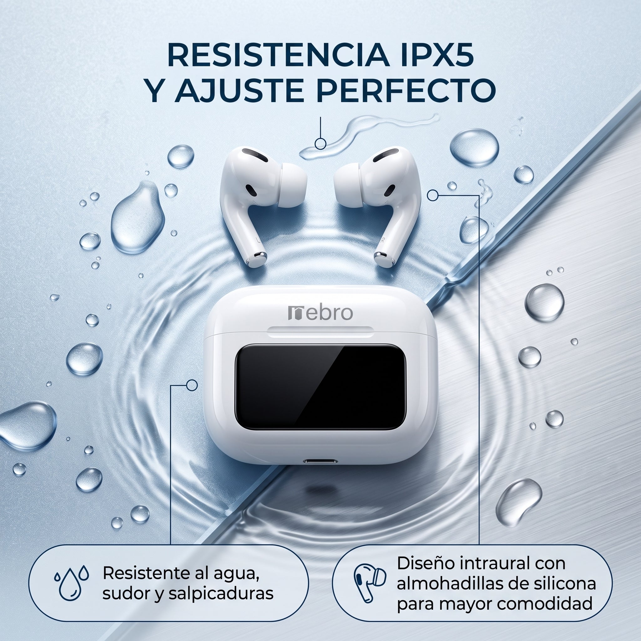 Audifonos Nebro WE-523 Estuche Pantalla Sonido HiFi Bluetooth 5.3