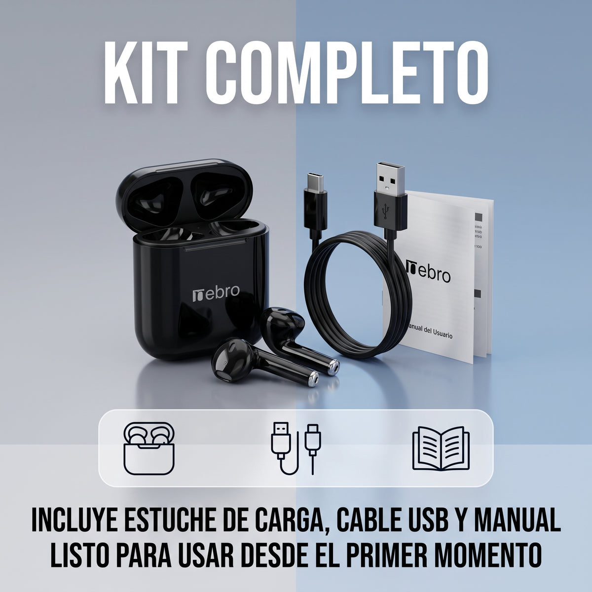 Audífonos Inalámbricos Nebro SE-1 Bluetooth 5.3 Ecualizador Sonido HiFi