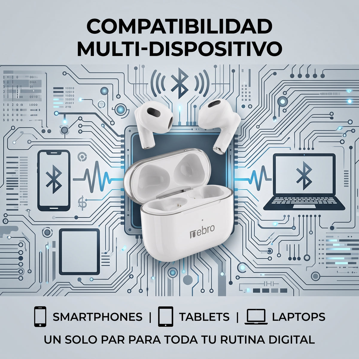 Audífonos Inalámbricos Nebro SE-1 Bluetooth 5.3 Ecualizador y Sonido HiFi