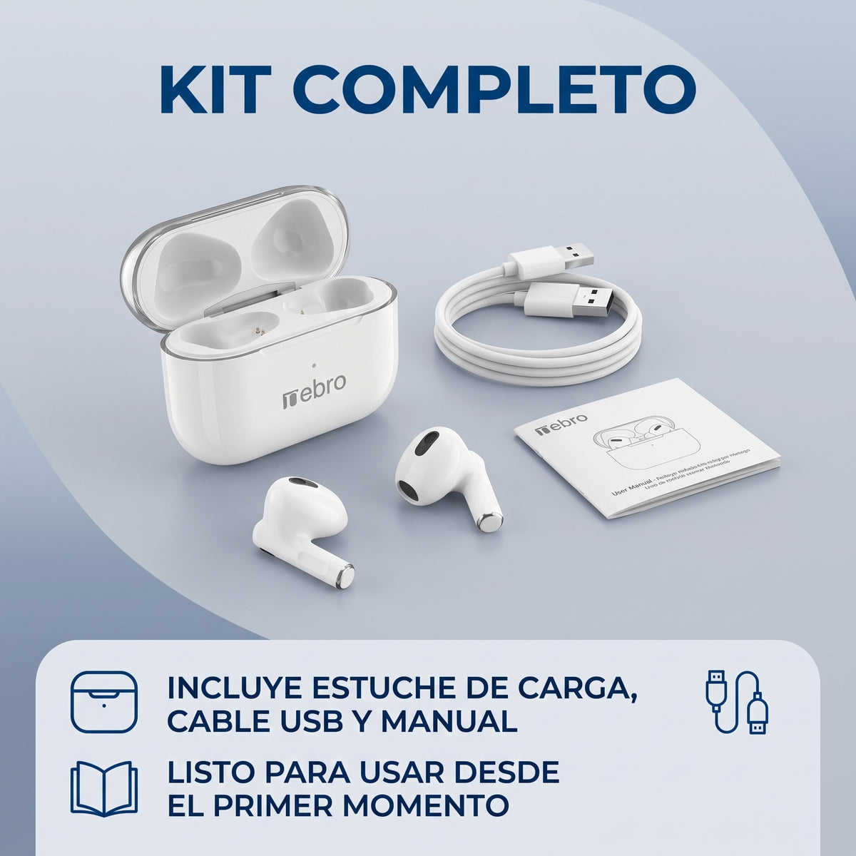 Audífonos Inalámbricos Nebro SE-1 Bluetooth 5.3 Ecualizador y Sonido HiFi