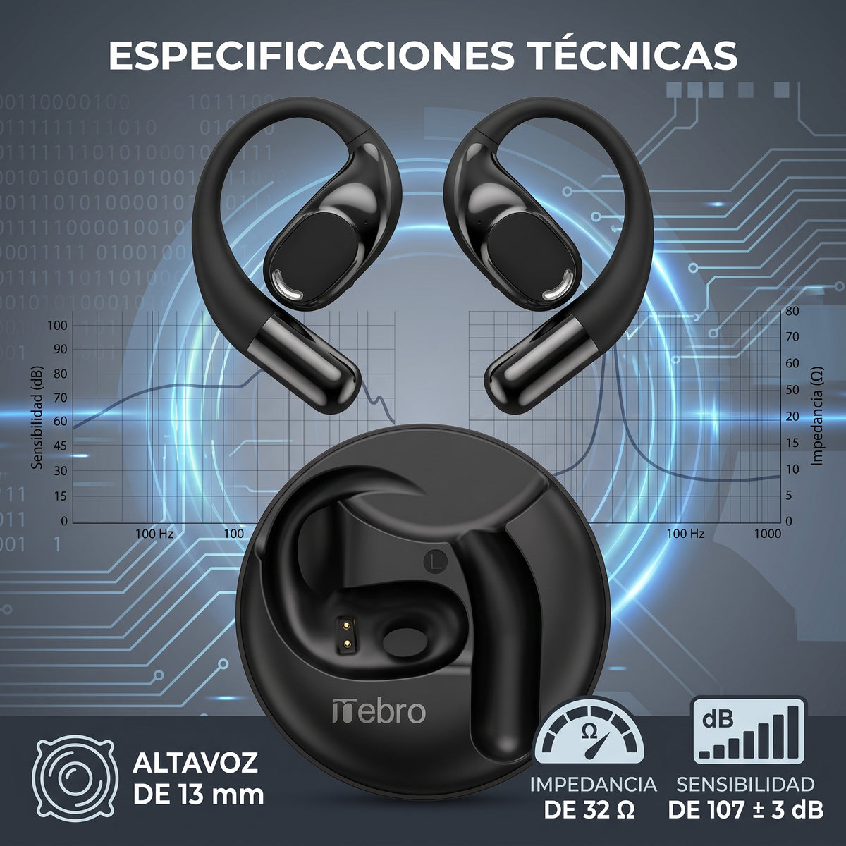 Audífonos Open Ear Nebro T44 Bluetooth 5.3