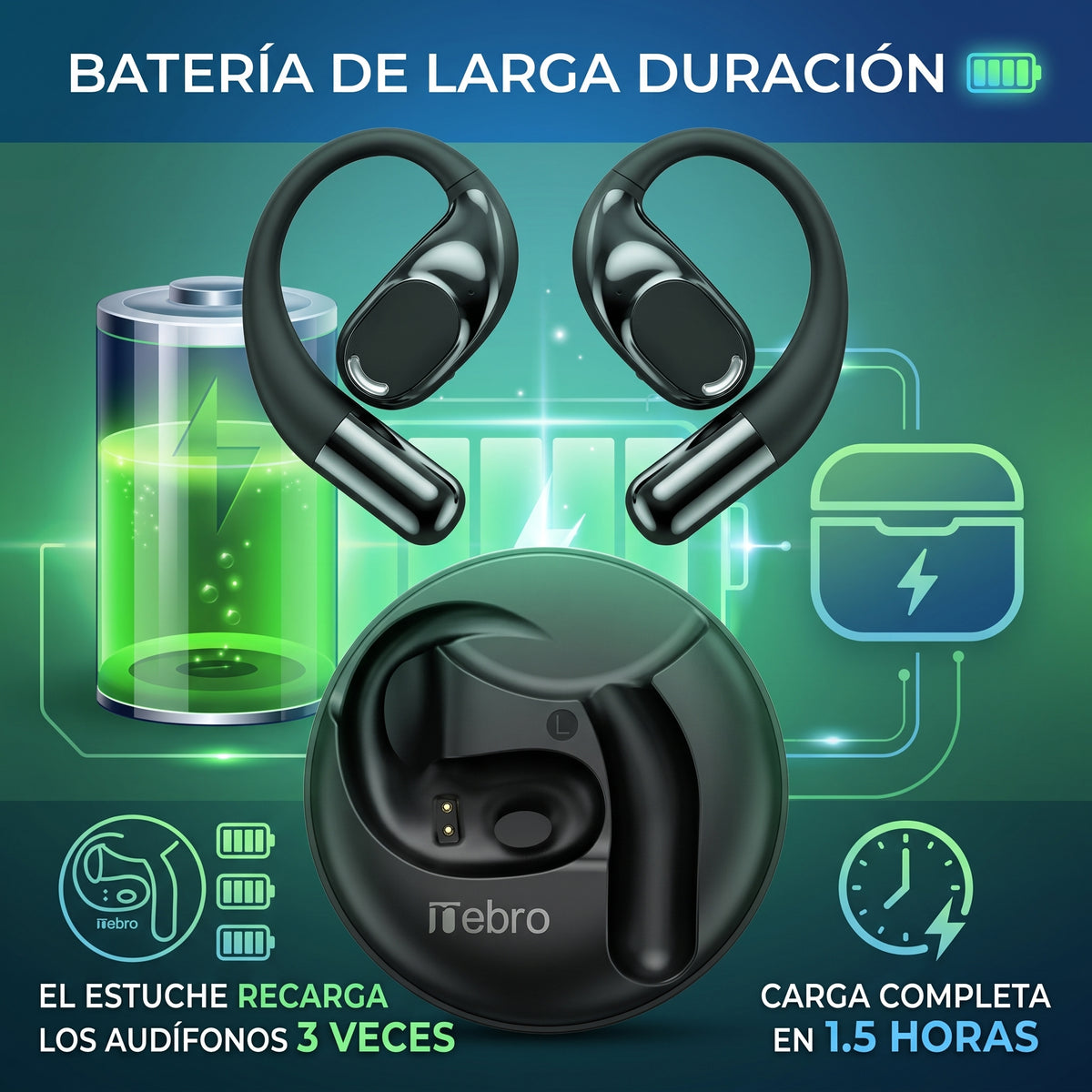 Audífonos Open Ear Nebro T44 Bluetooth 5.3