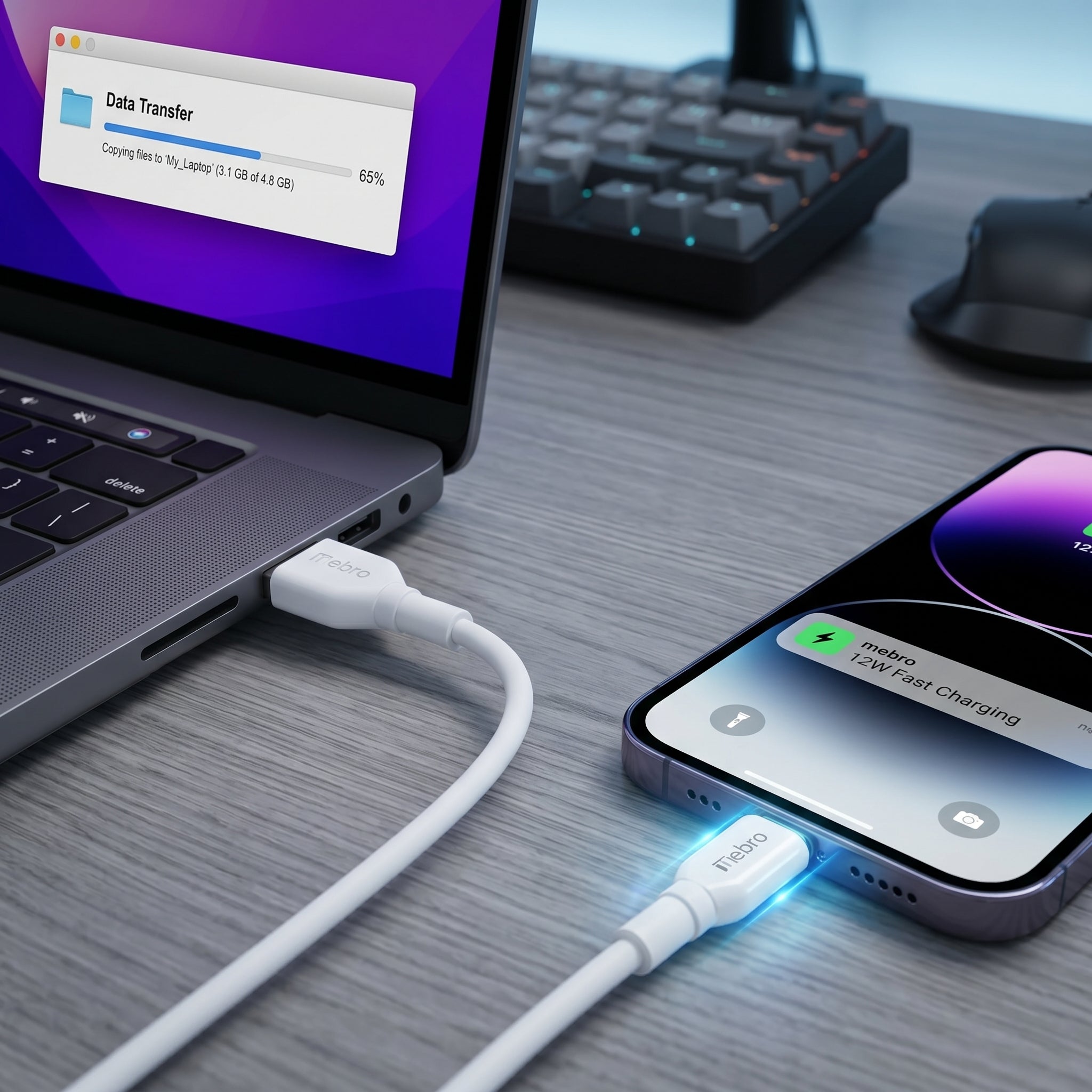 Cable Tipo C NEBRO VC109 12W USB a Tipo C 1 Metro