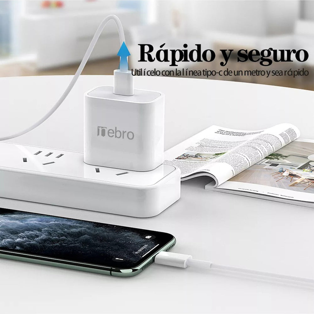 Cargador C cable tipo C 1m 20w carga rápida Nebro VGA-001