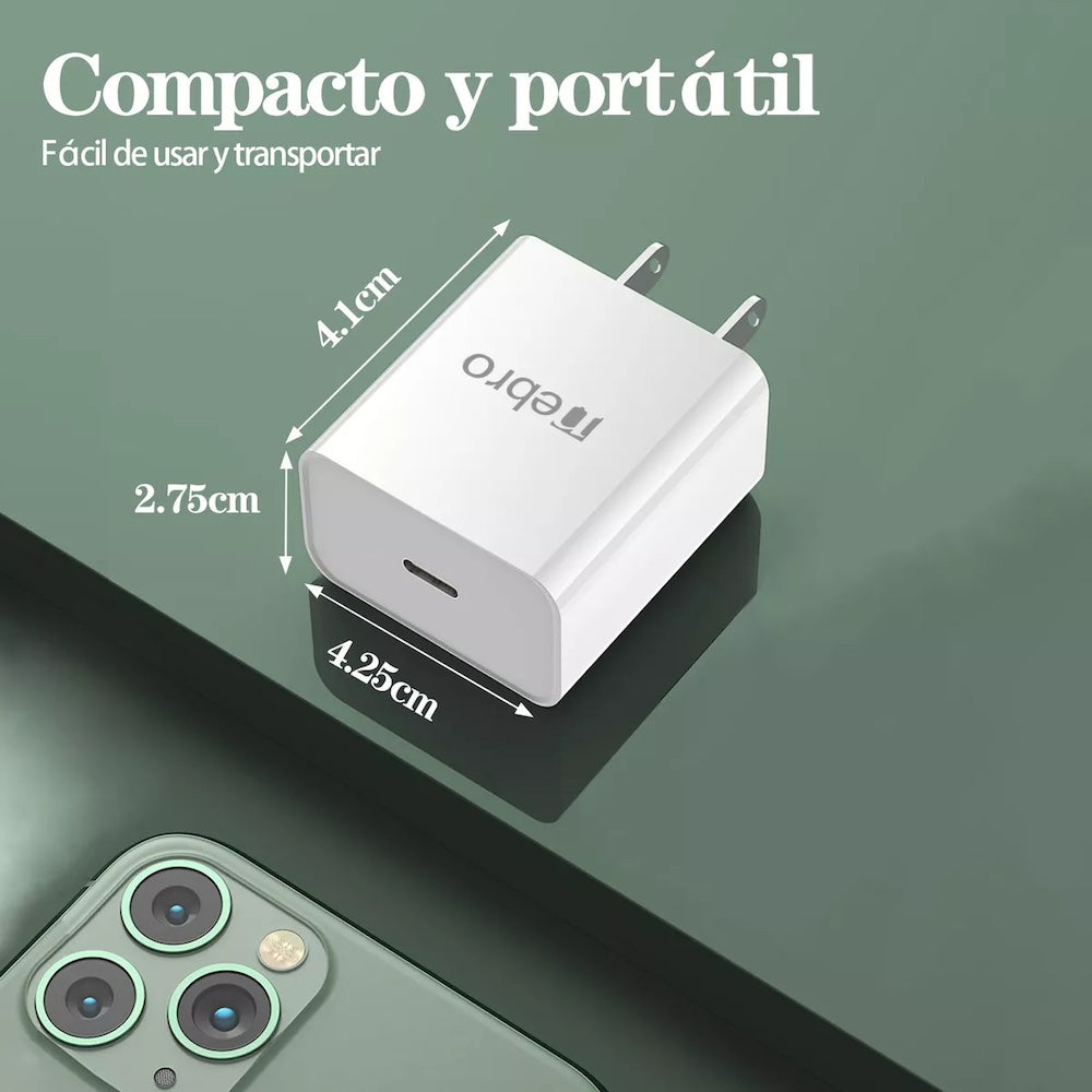Cargador C cable tipo C 1m 20w carga rápida Nebro VGA-001
