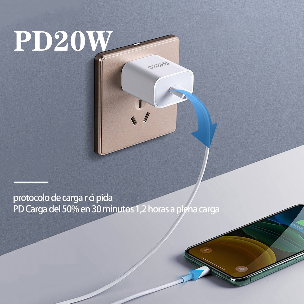 Cargador C cable tipo C 1m 20w carga rápida Nebro VGA-001