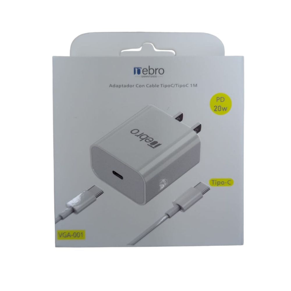 Cargador C cable tipo C 1m 20w carga rápida Nebro VGA-001