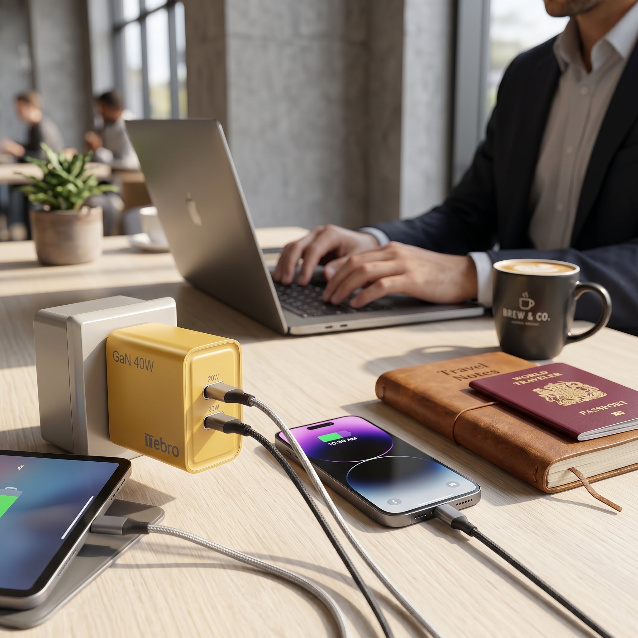 Cargador Doble USB-C Nebro VGA-029 20W Carga Rápida PD Reconocimiento Inteligente Protección contra Sobretensión