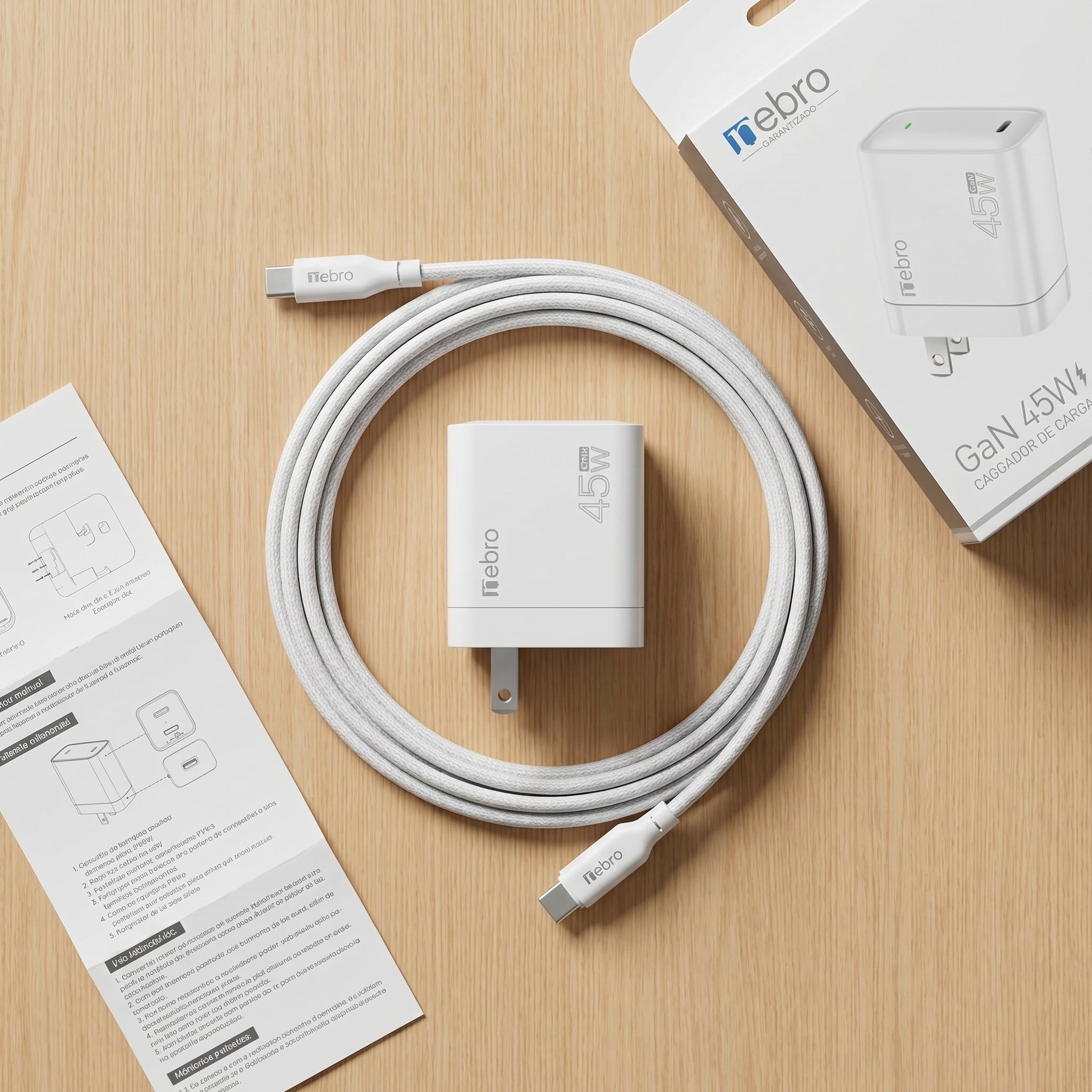 Cargador cable Tipo C NEBRO VGA054T 45W