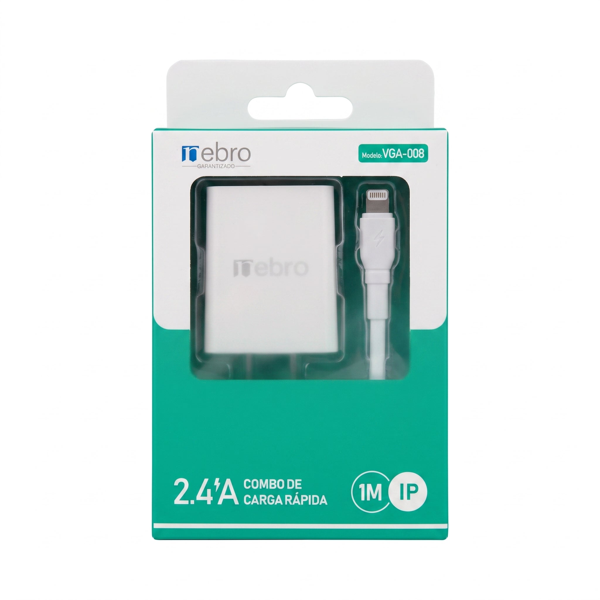 Combo de Carga Rápida Nebro VGA-008: Cubo y cable Lightning