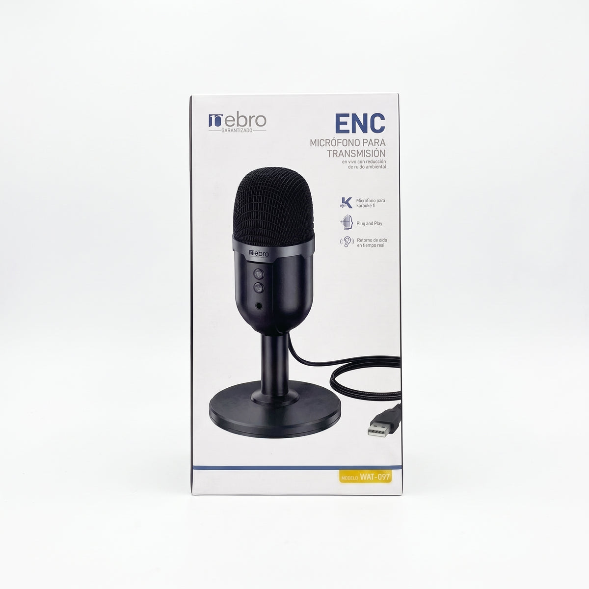 Micrófono Nebro WAT-097 Gamer Escritorio Luces RGB Plug And Play