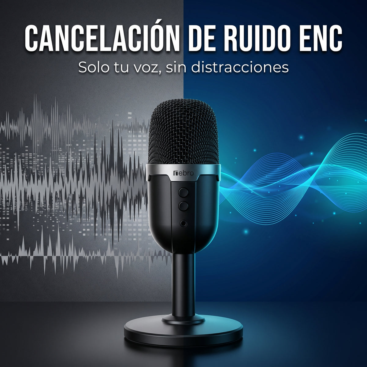 Micrófono Nebro WAT-097 Gamer Escritorio Luces RGB Plug And Play