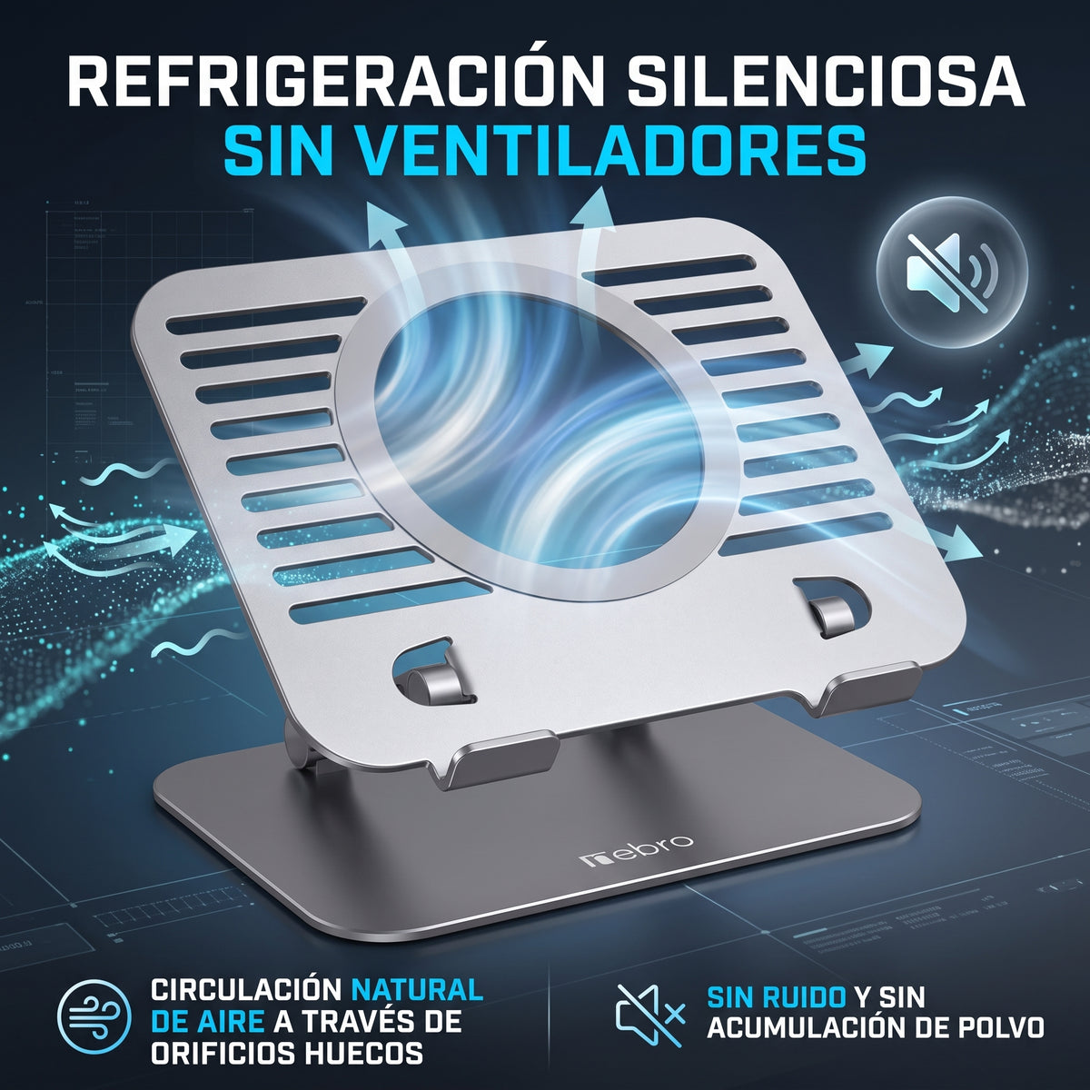 Soporte Refrigerante de Aleación Nebro WAT-098 Plegable y Silencioso para Laptop