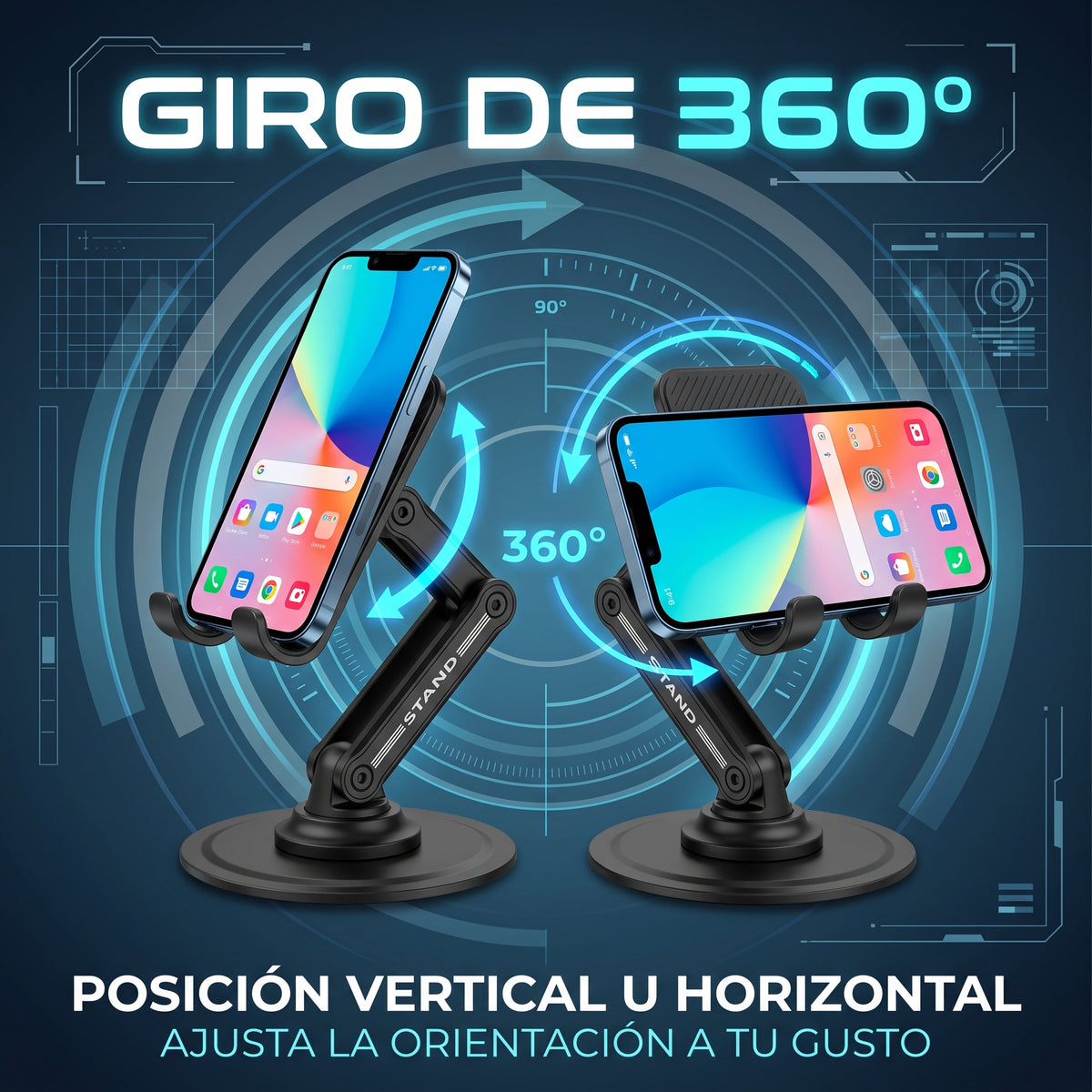 Soporte Plegable para Celular Nebro WAT-903 con Giro de 360° y Silicona Antideslizante