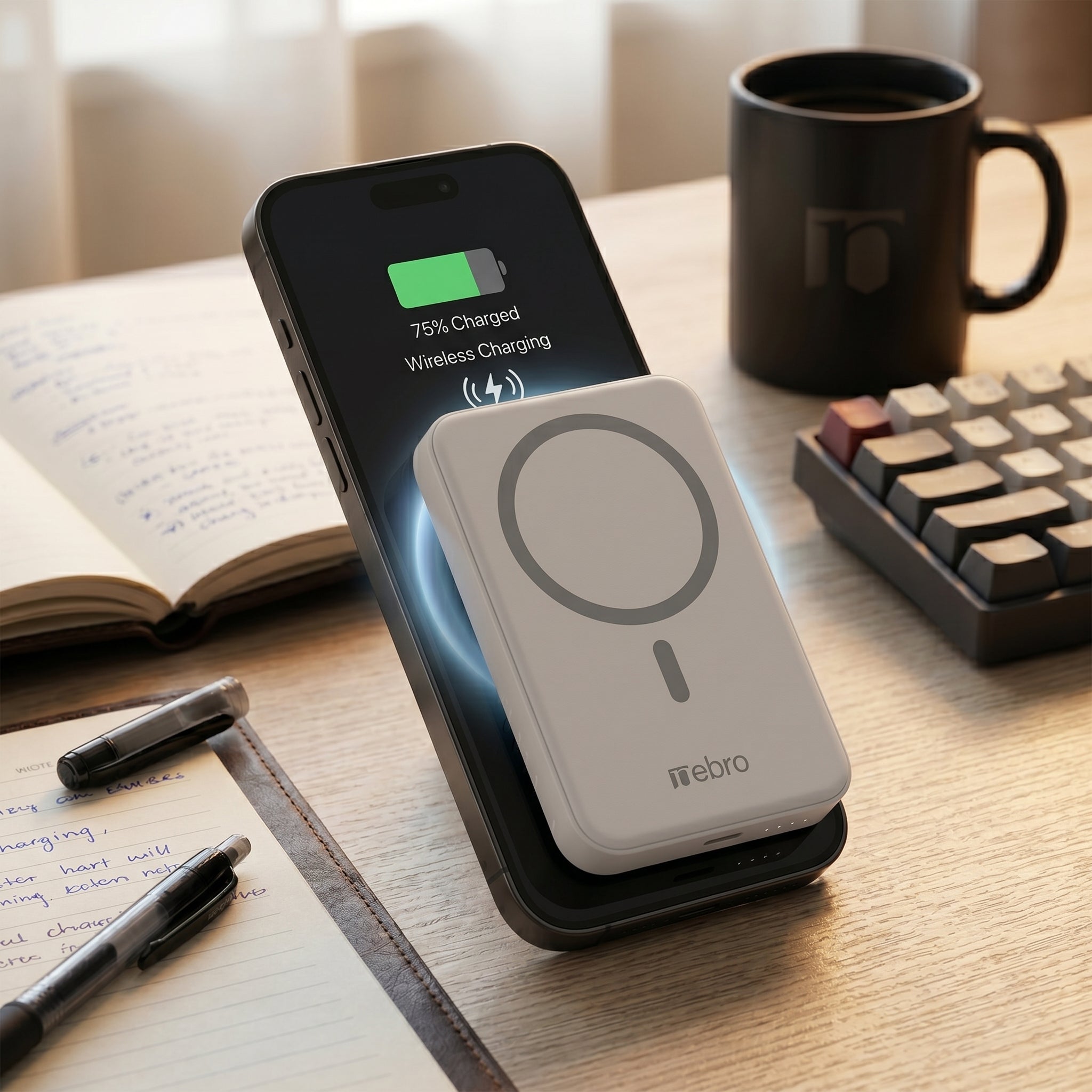 Power Bank Nebro WB-004 20000mAh Carga Rápida 22.5W 3 Puertos USB Carga Simultánea de 3 Dispositivos Batería Externa con Pantalla LED