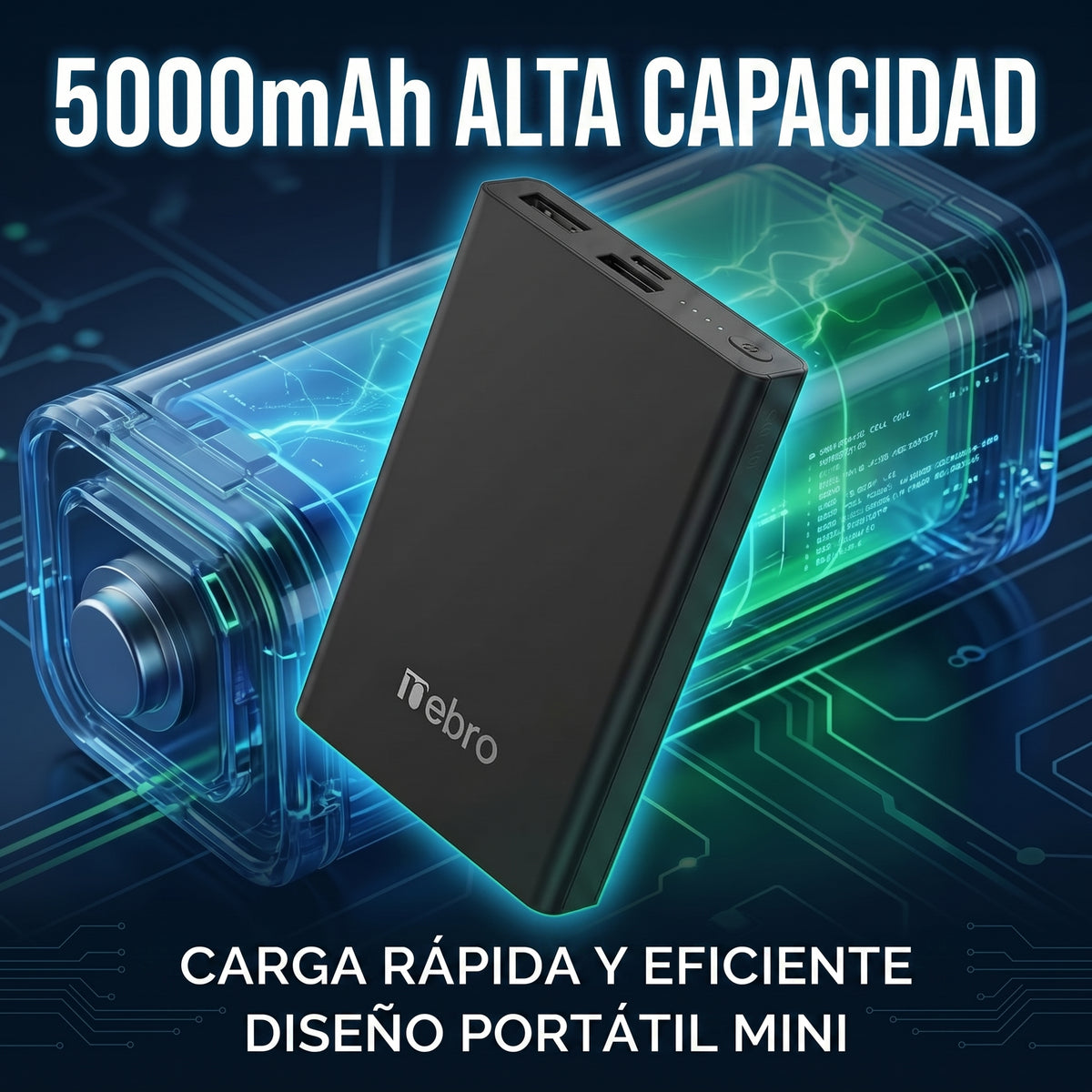 Powerbank Batería Portátil Multi-Carga WB-075 5000mAh Doble Puerto USB