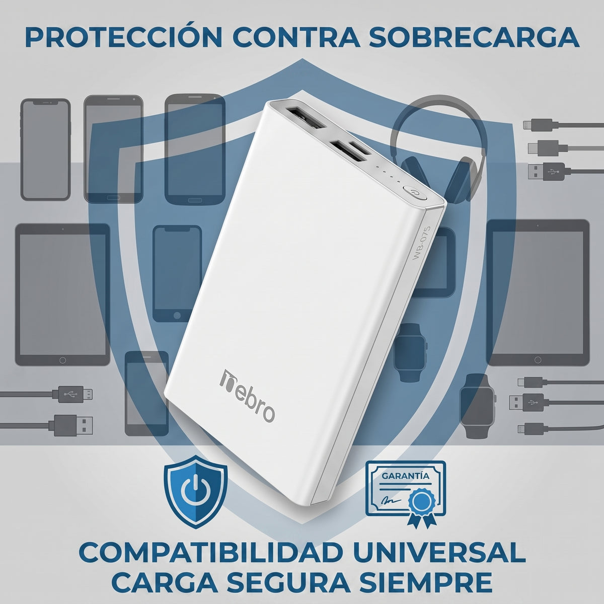 Powerbank Batería Portátil Multi-Carga WB-075 5000mAh Doble Puerto USB