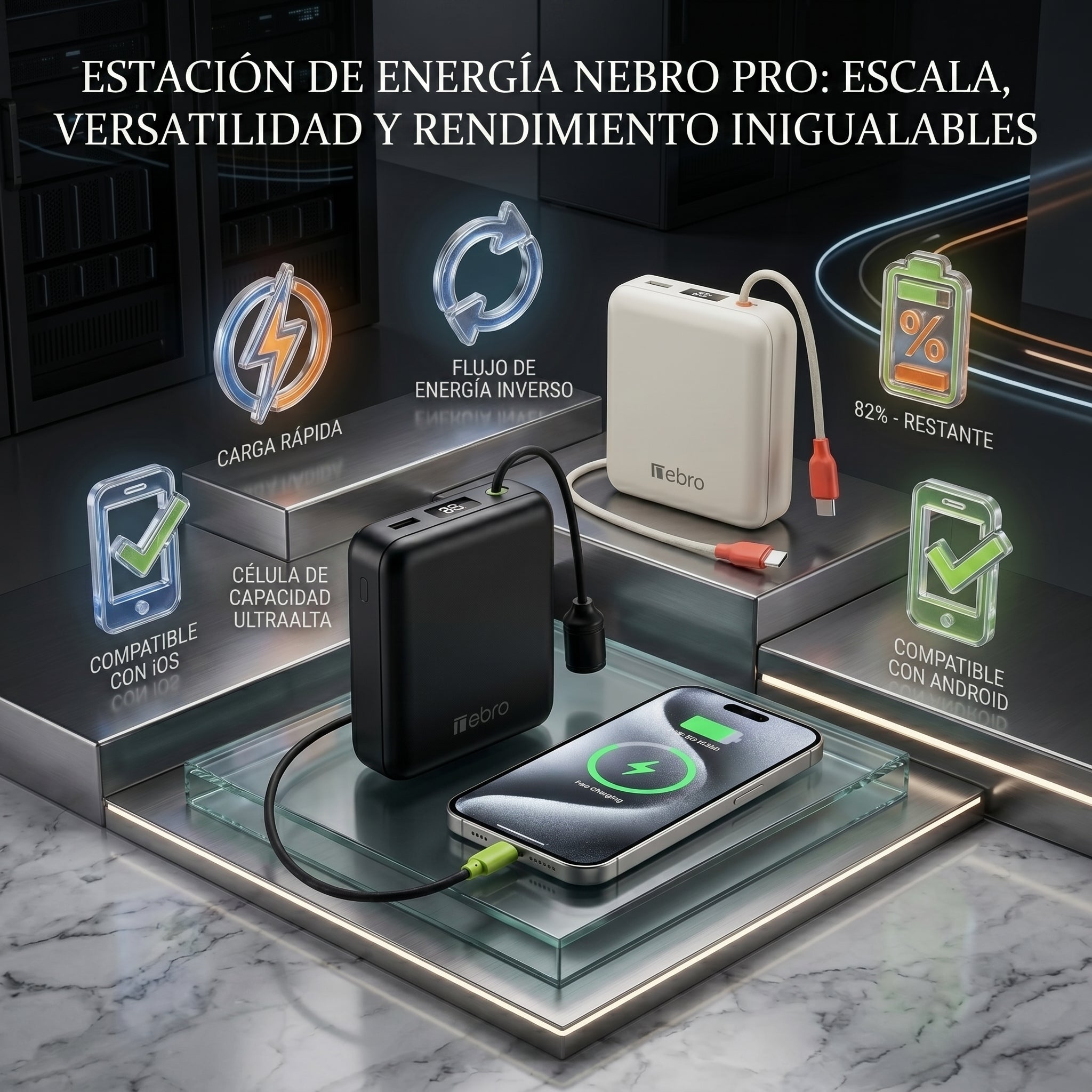 Power Bank Nebro WB-151 1000mAh 37Wh Puertos: Salida iP / USB-C