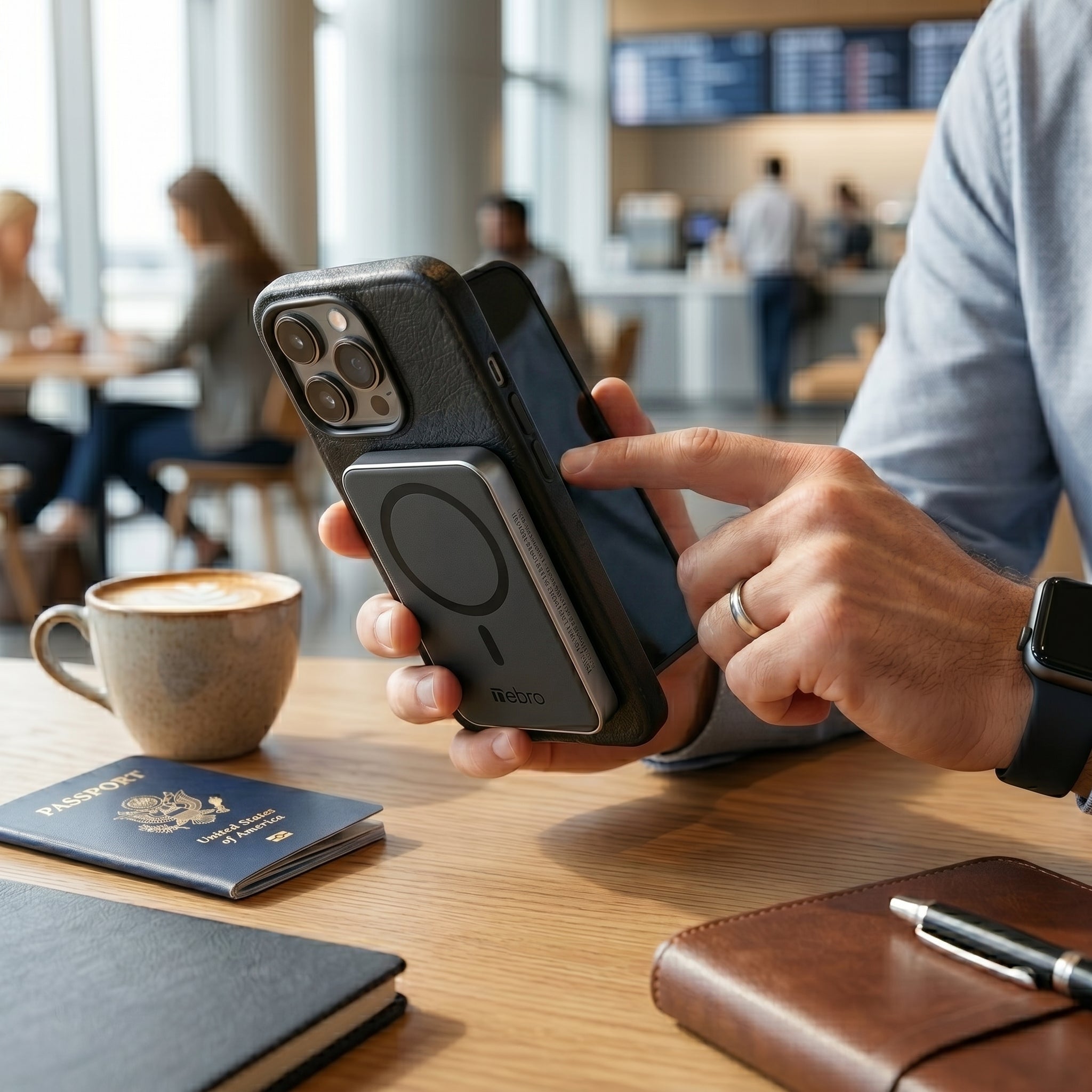 Power Bank Magnético Nebro WB-155 Carga Inalámbrica 15W Batería Externa Magnética N52 Carga Rápida Bidireccional USB-C Compatible con MagSafe, Phone y Fundas Gruesas