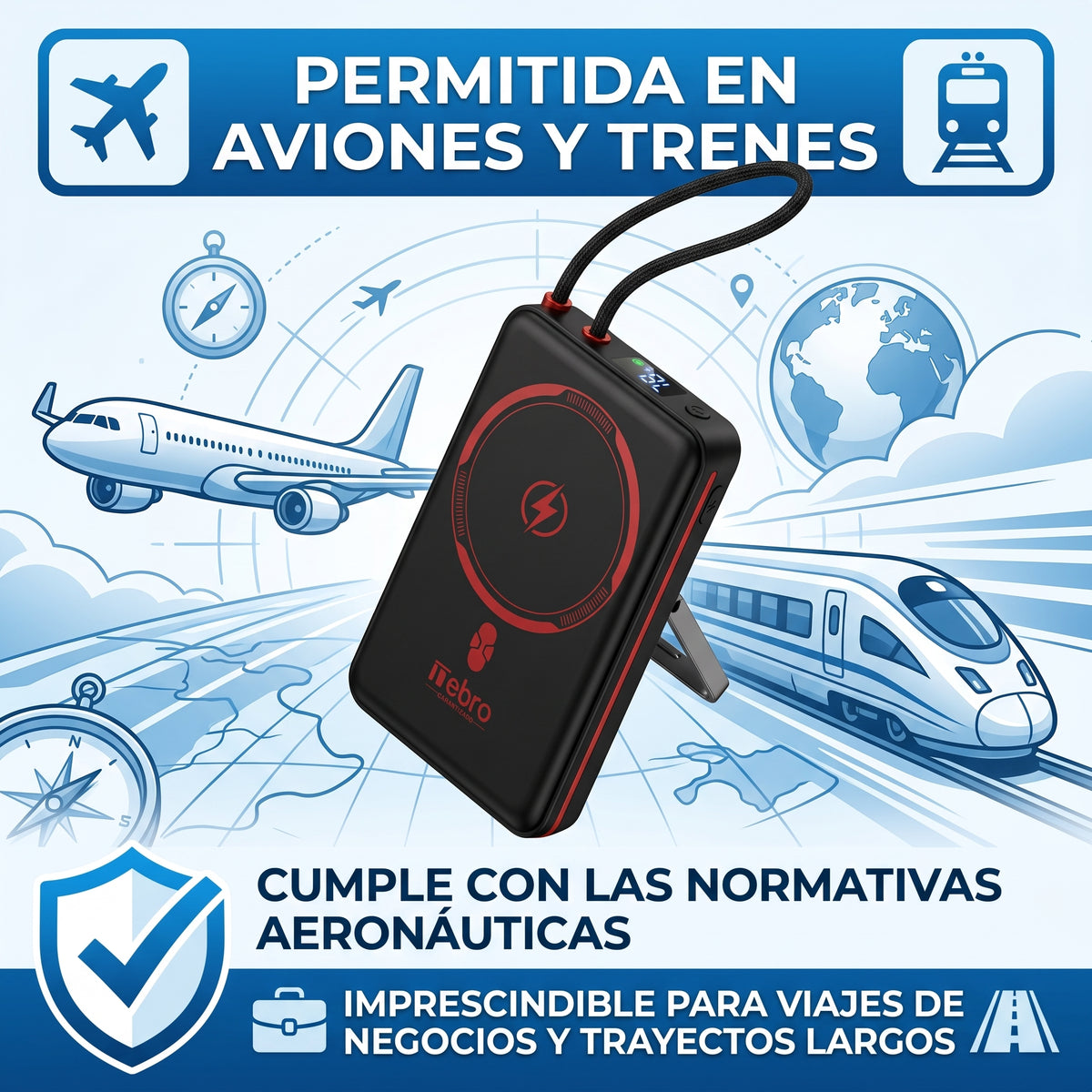 Batería Portátil Nebro WB-157 15W Carga Inalámbrica Magnética Pantalla LED