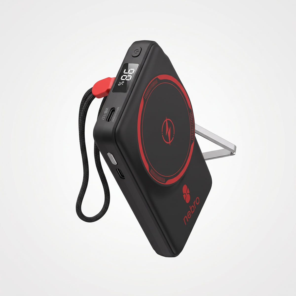 Batería Portátil Nebro WB-157 15W Carga Inalámbrica Magnética Pantalla LED