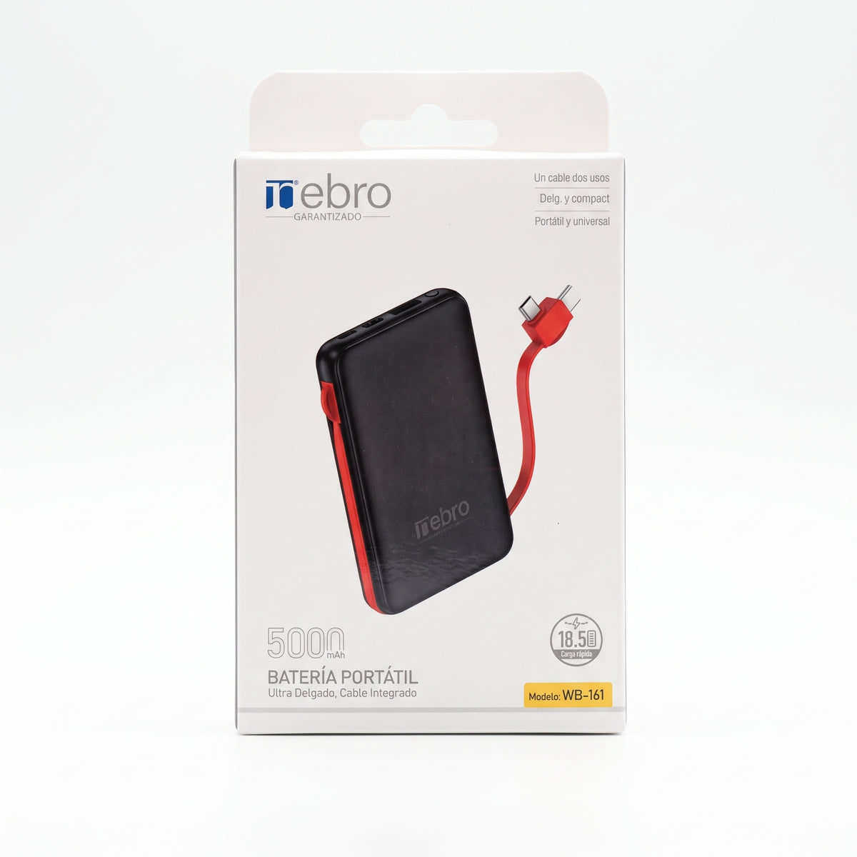 Power Bank Bateria Portátil Nebro WB-161 Cable Integrado Tipo-C y Micro USB 5000MAH