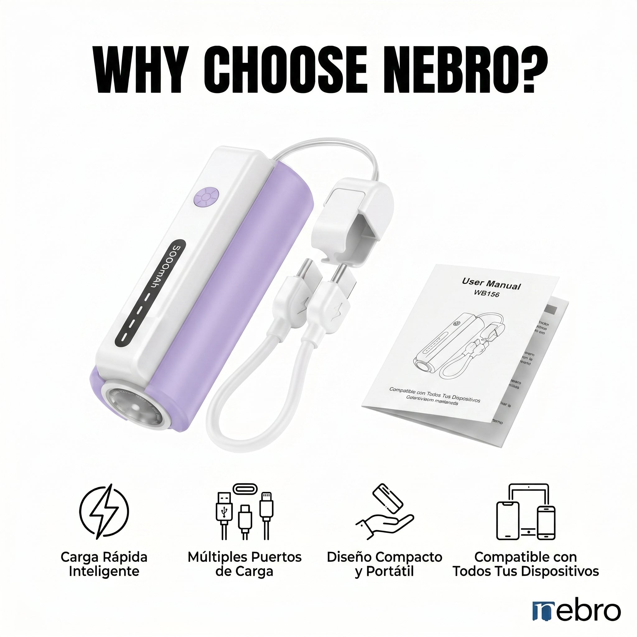 Power Bank NEBRO WB156 Batería Portátil