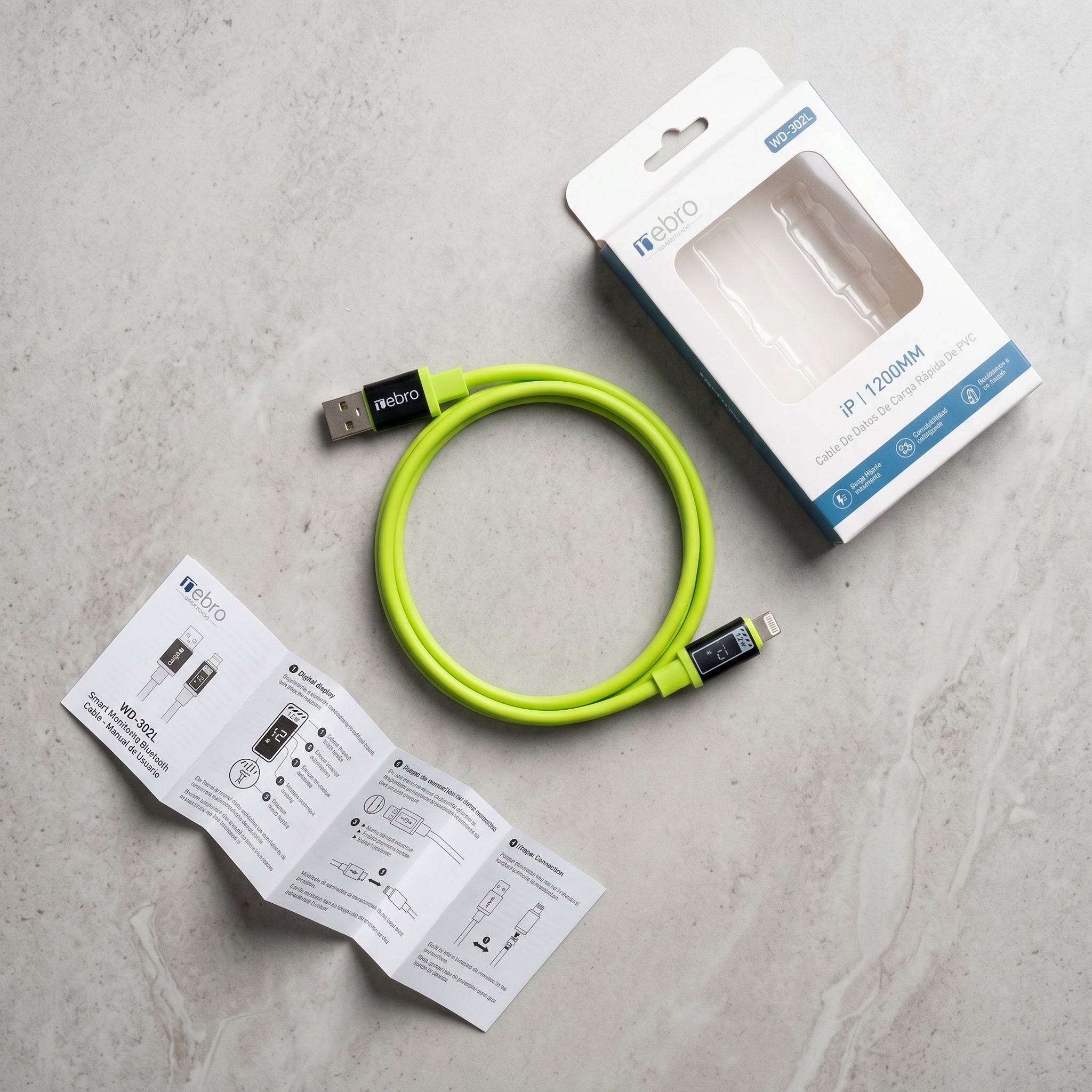 Cable Lightning NEBRO WD-302L 12W Certificado MFi Carga y Sincronización
