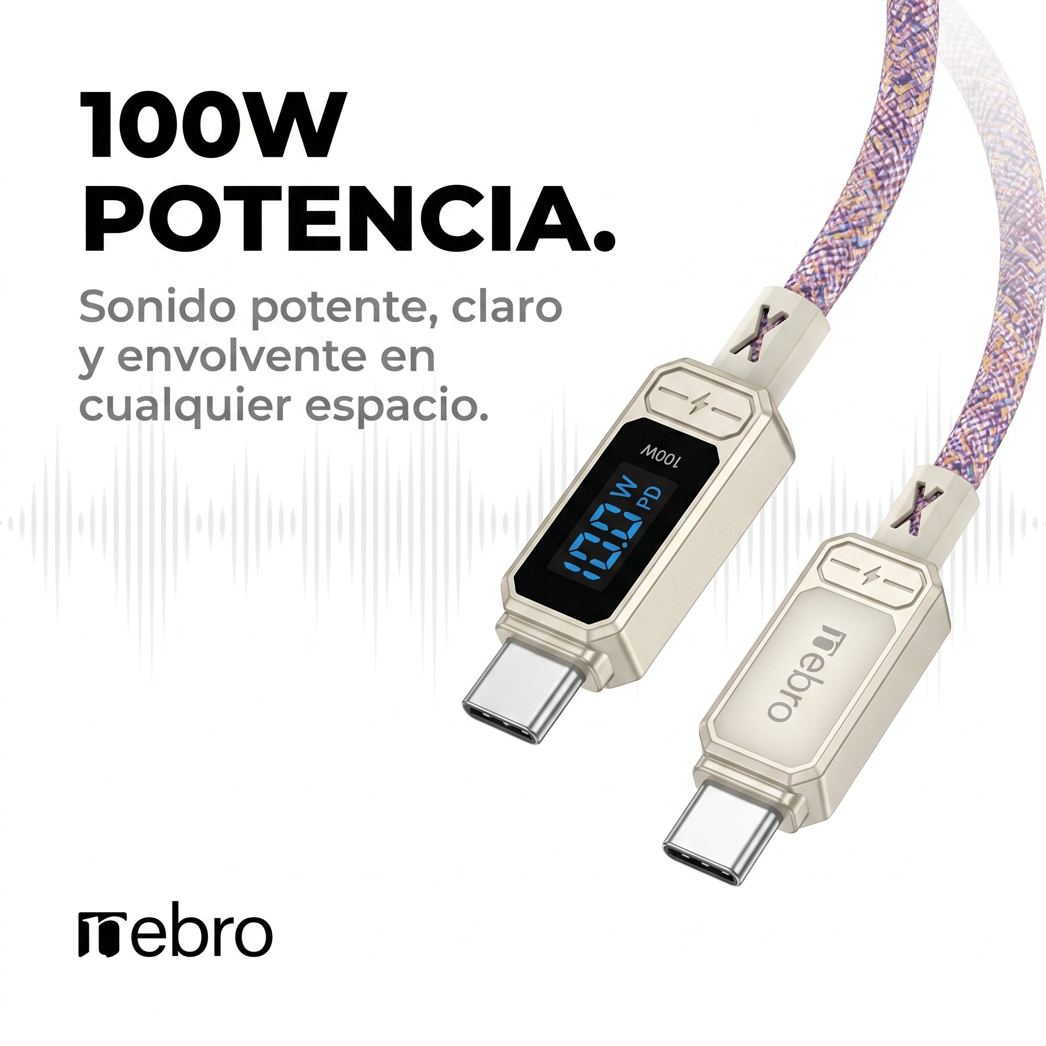 Cable USB Tipo C NEBRO WD-306TT 100W Carga Rápida PD