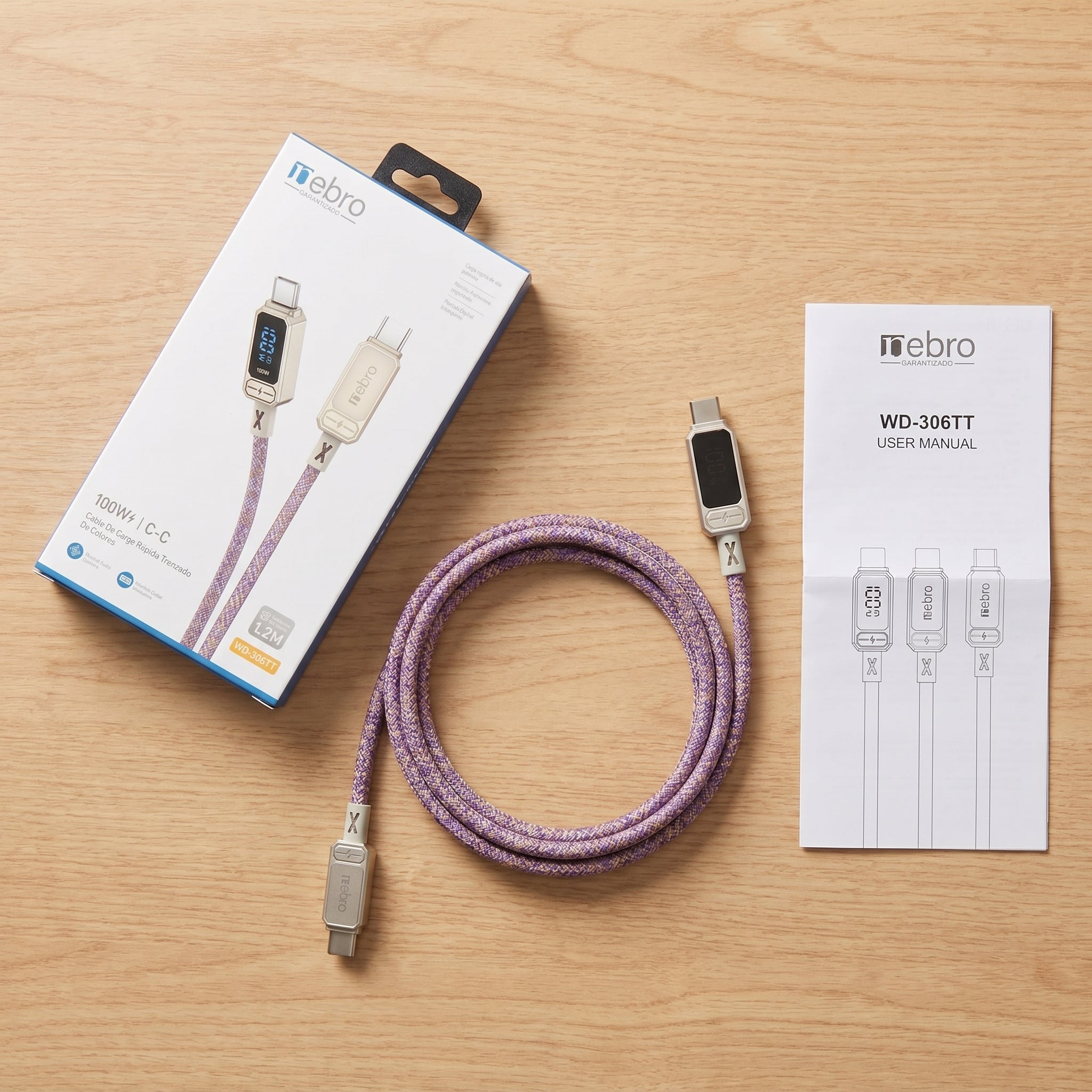 Cable USB Tipo C NEBRO WD-306TT 100W Carga Rápida PD