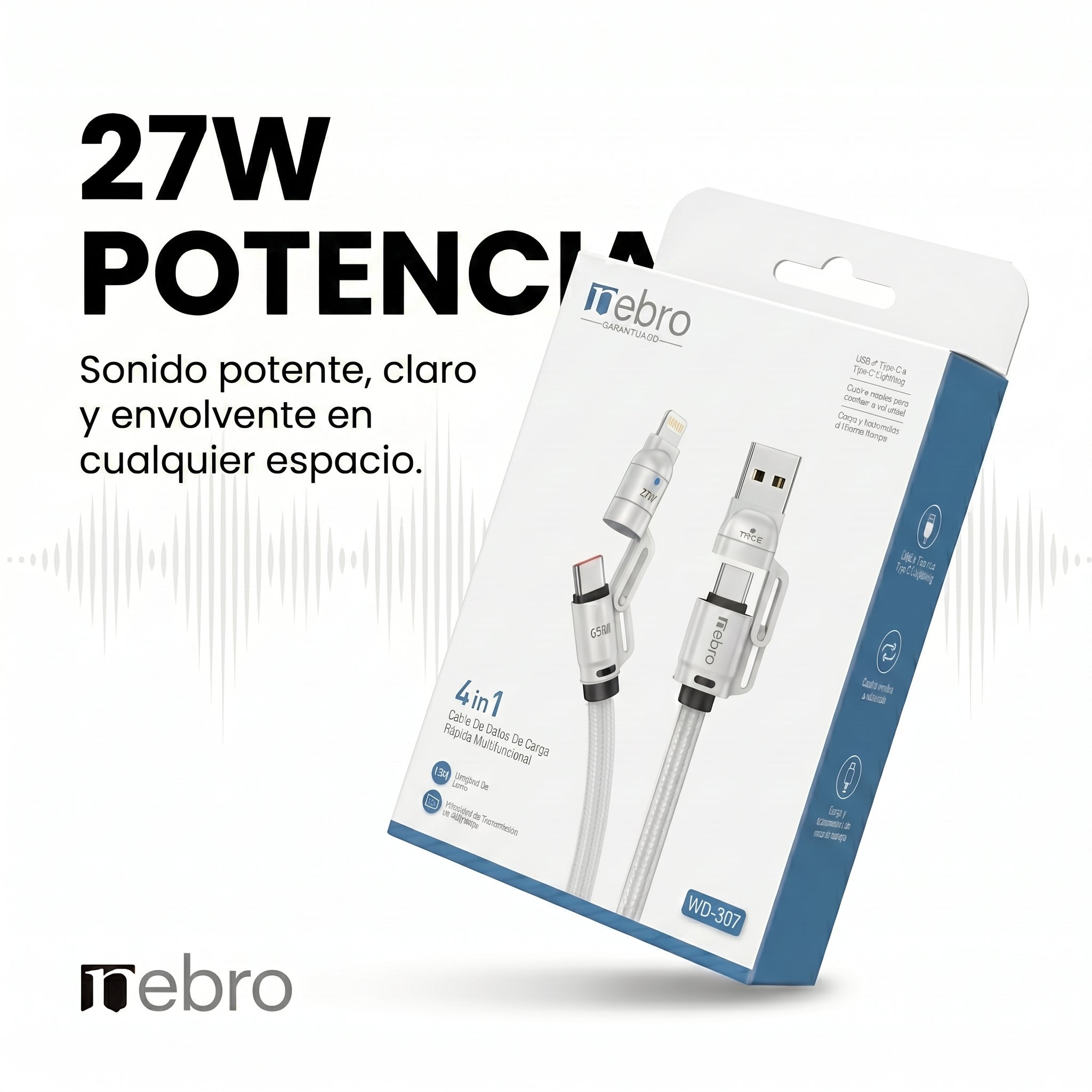 Cable 4 en 1 NEBRO WD307 carga rápida 27W