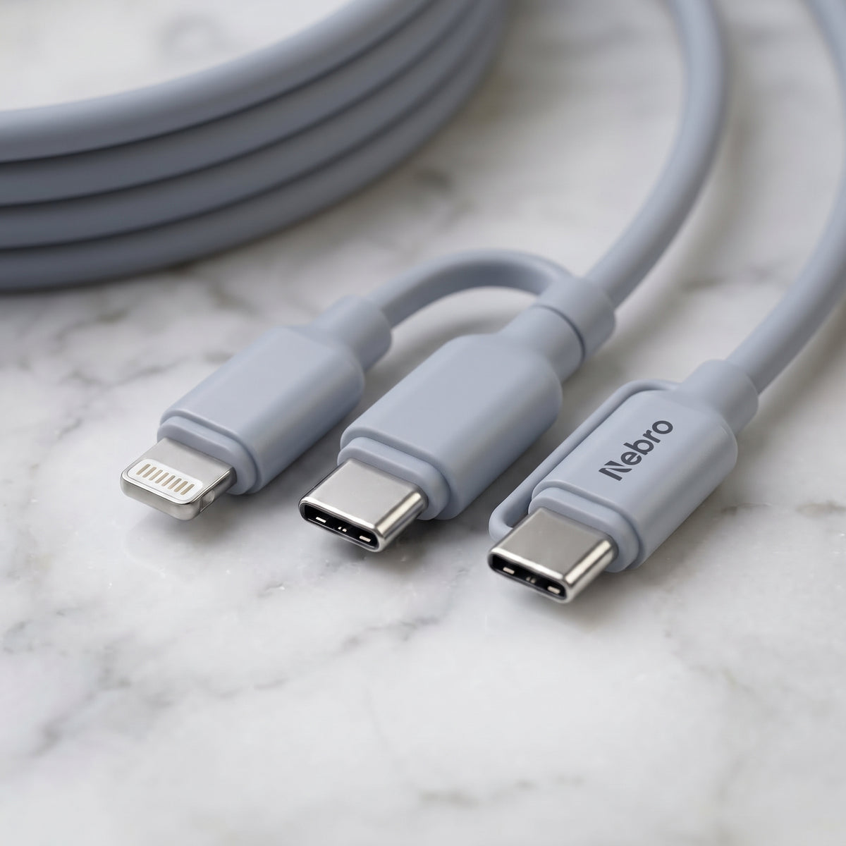Cable 2 en 1 Tipo-C a Tipo-C y Lightning Nebro WD-319 Carga Universal