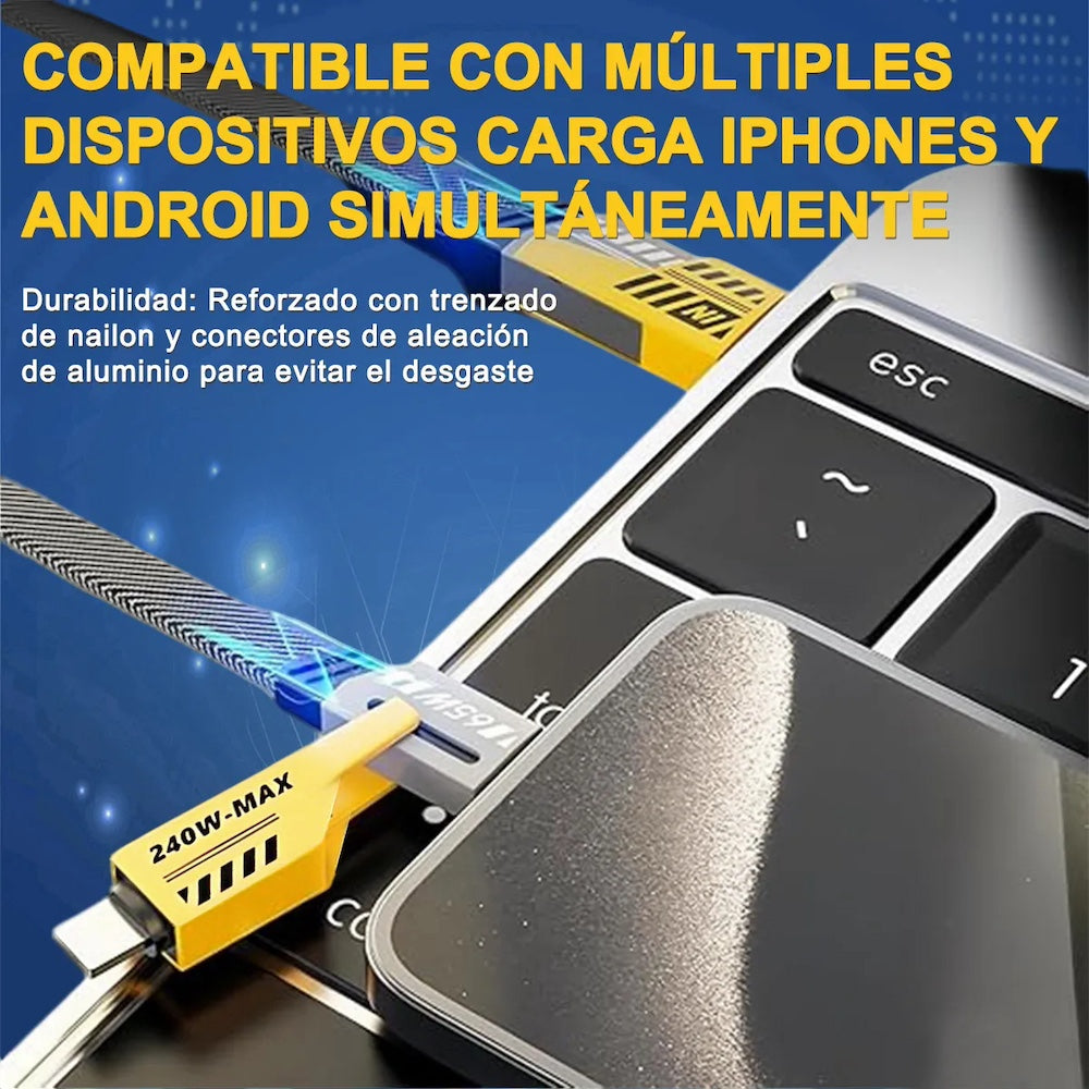 Cable carga datos ultra rápida 3 En 1 De 240 W Nebro WD-320