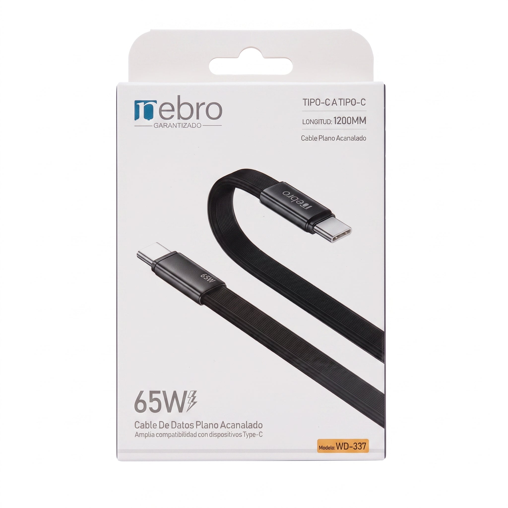 Cable USB C a USB C de Carga Rápida NEBRO WD-337 65W Silicona 1.2m
