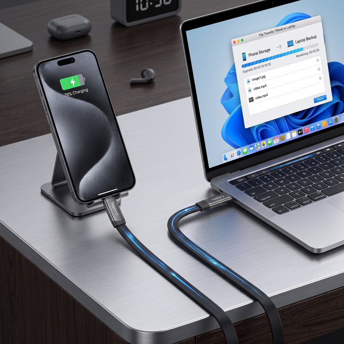Cable USB C a USB C de Carga Rápida NEBRO WD-337 65W Silicona 1.2m