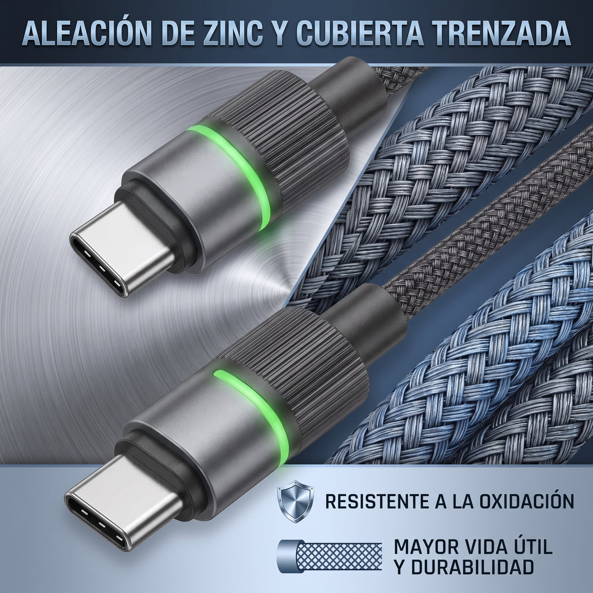 Cable de Carga Rápida Nebro WD-341 65W Tipo-C a Tipo-C Aleación de Zinc