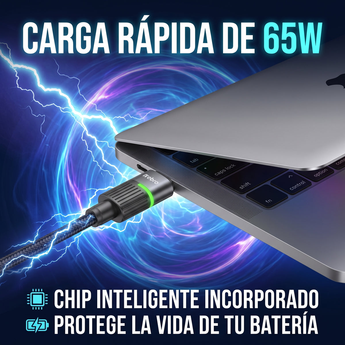 Cable de Carga Rápida Nebro WD-341 65W Tipo-C a Tipo-C Aleación de Zinc