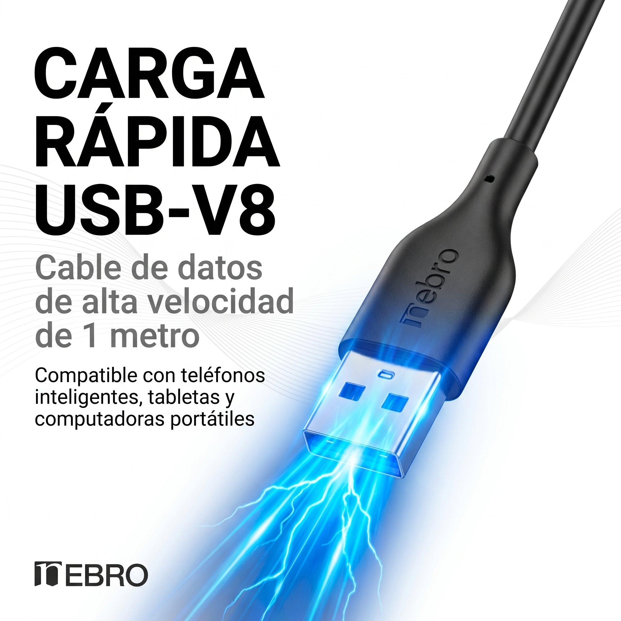 Cable Micro USB NEBRO WD05M Solar Carga Rápida