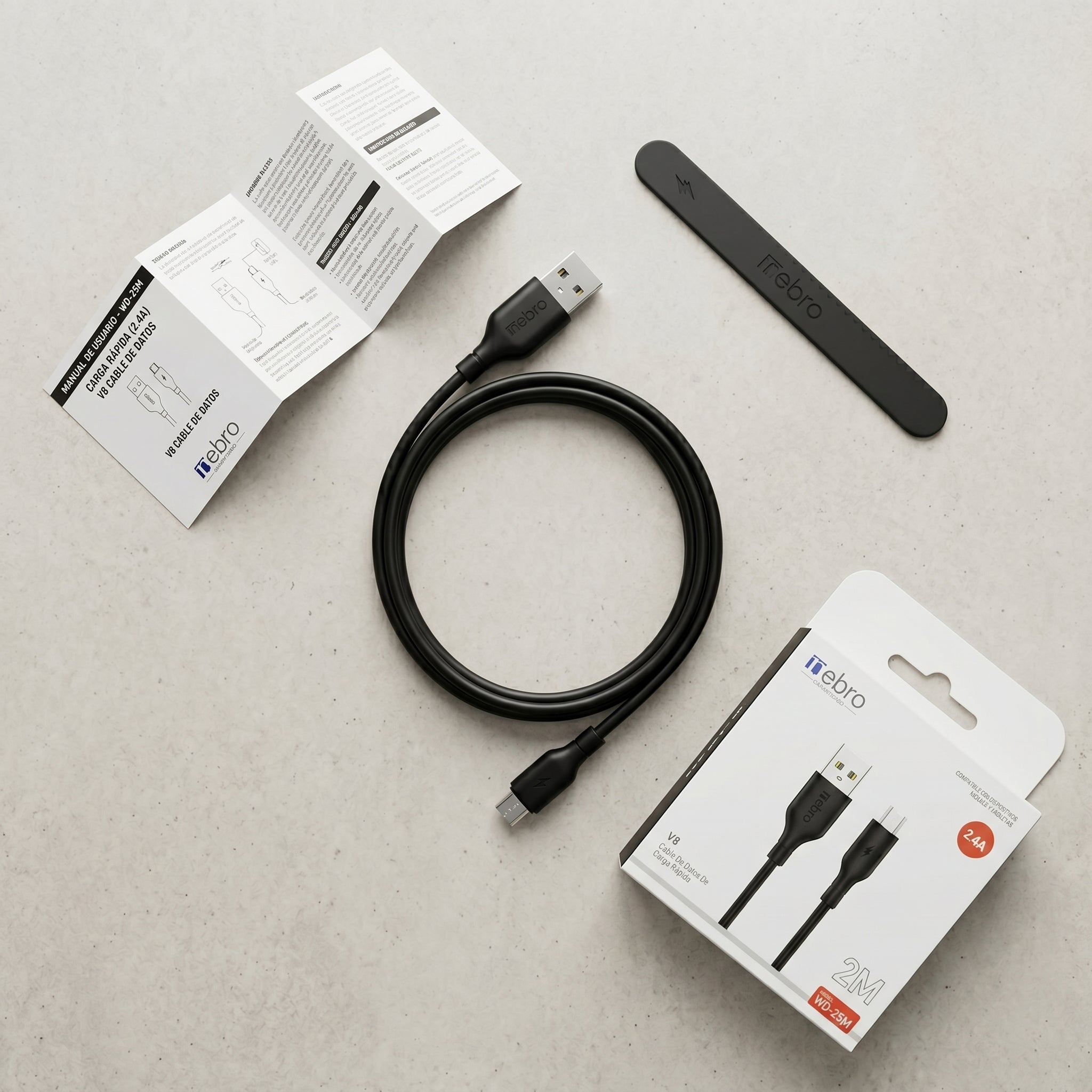 Cable Micro USB NEBRO WD25M 2.4A 2 Metros Carga Rápida