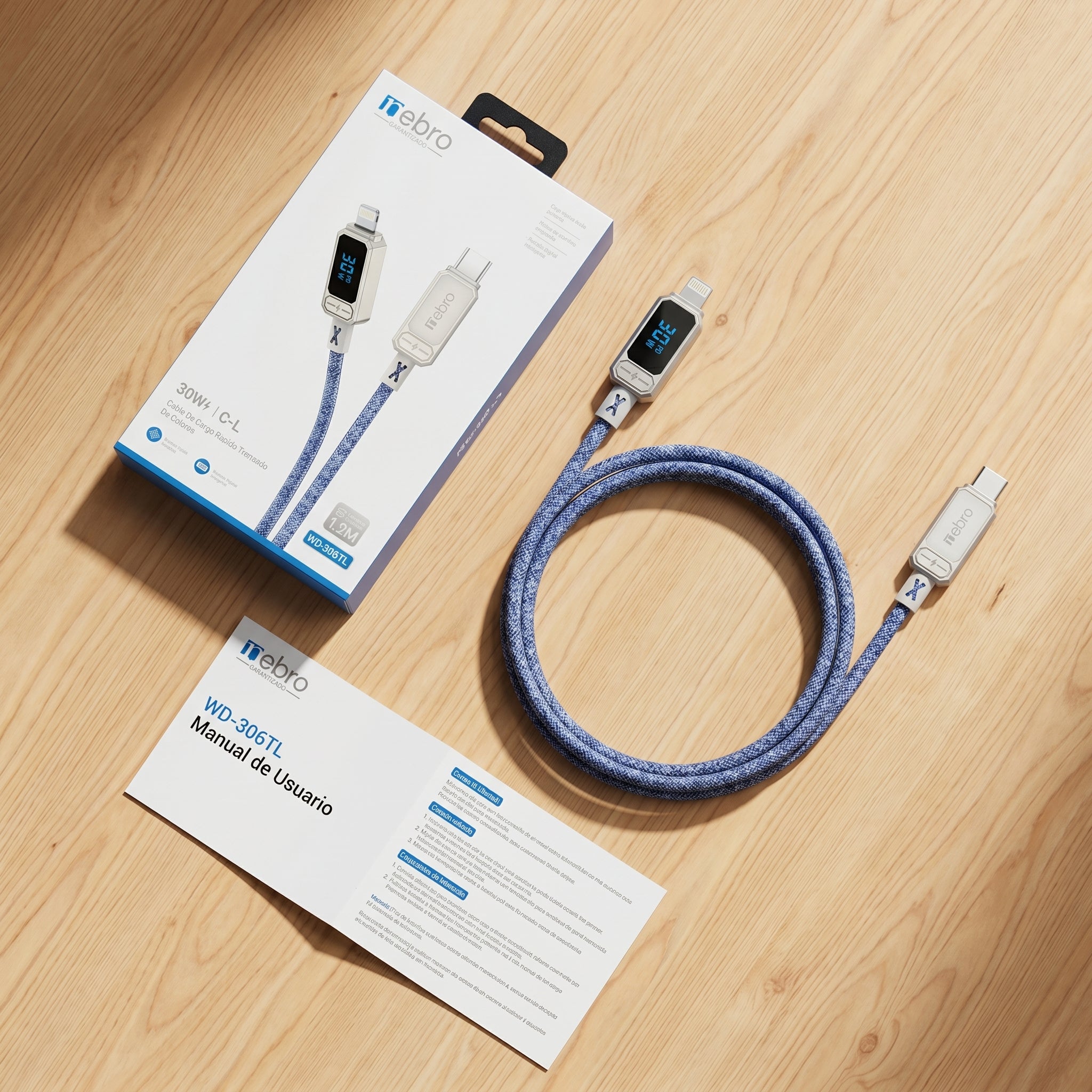 Cable Lightning NEBRO WD-306TL 30W Carga Rápida PD