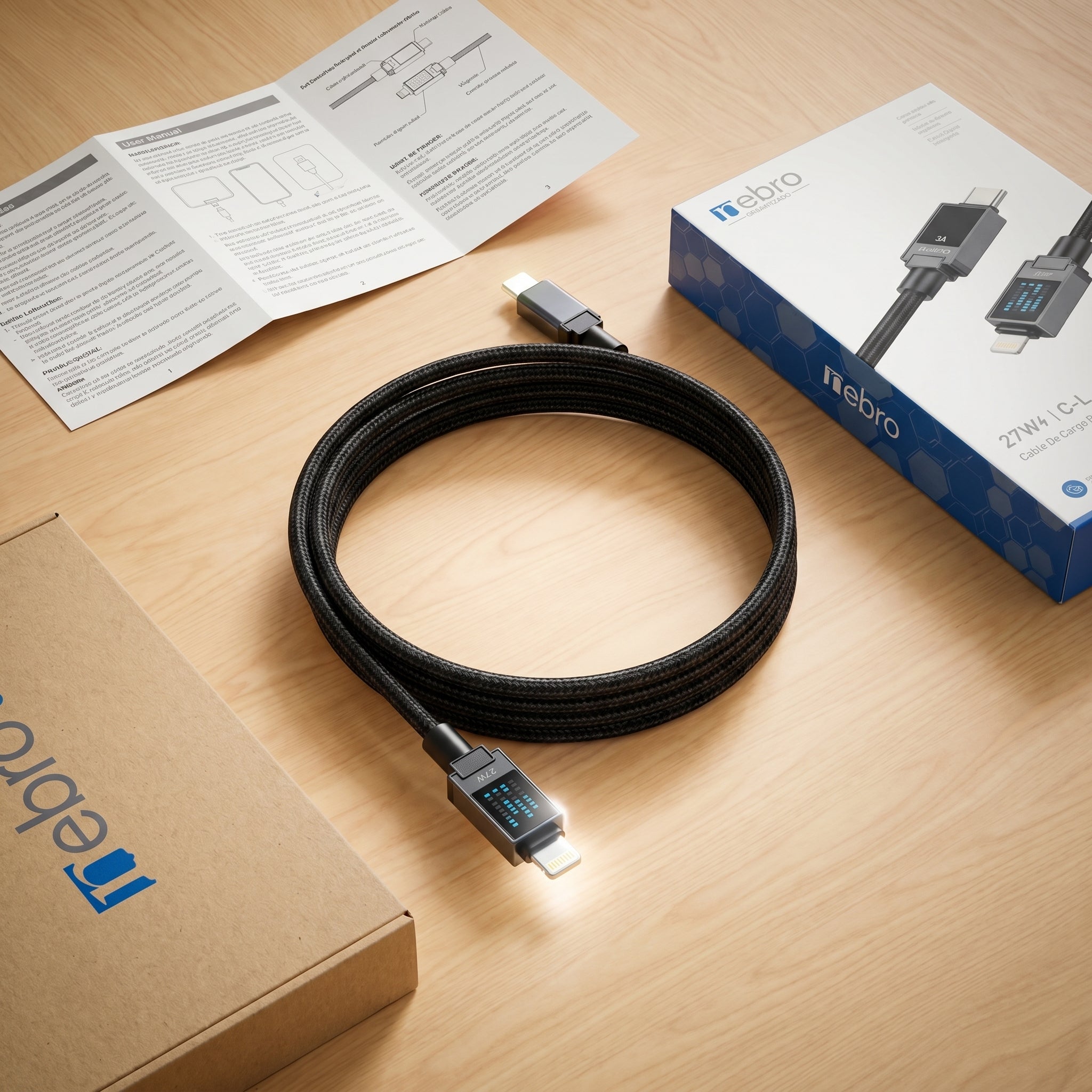 Cable Lightning Carga Ultra Rápida NEBRO WD311TL 27W PD Compatible