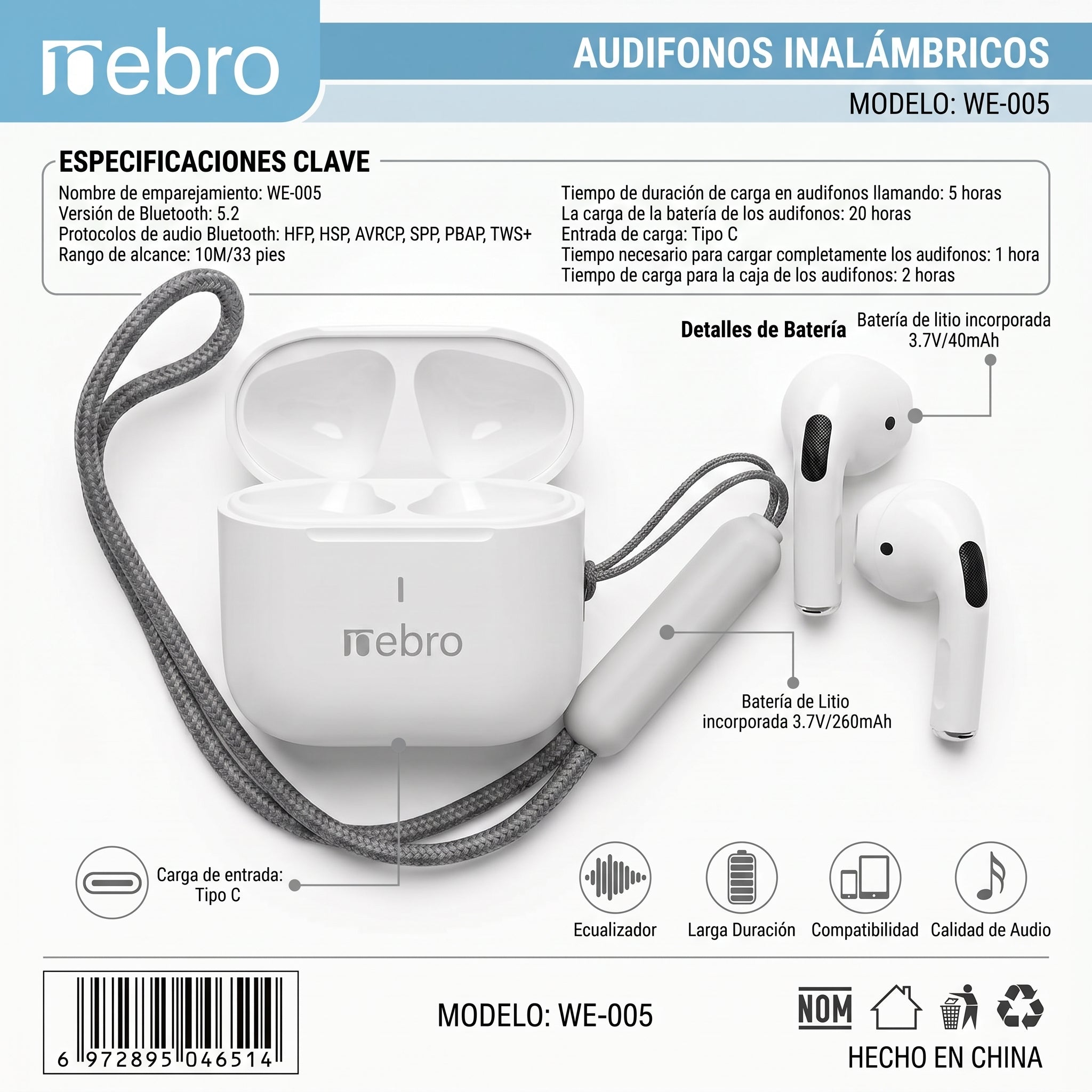 Audífonos Inalámbricos Nebro WE-005
