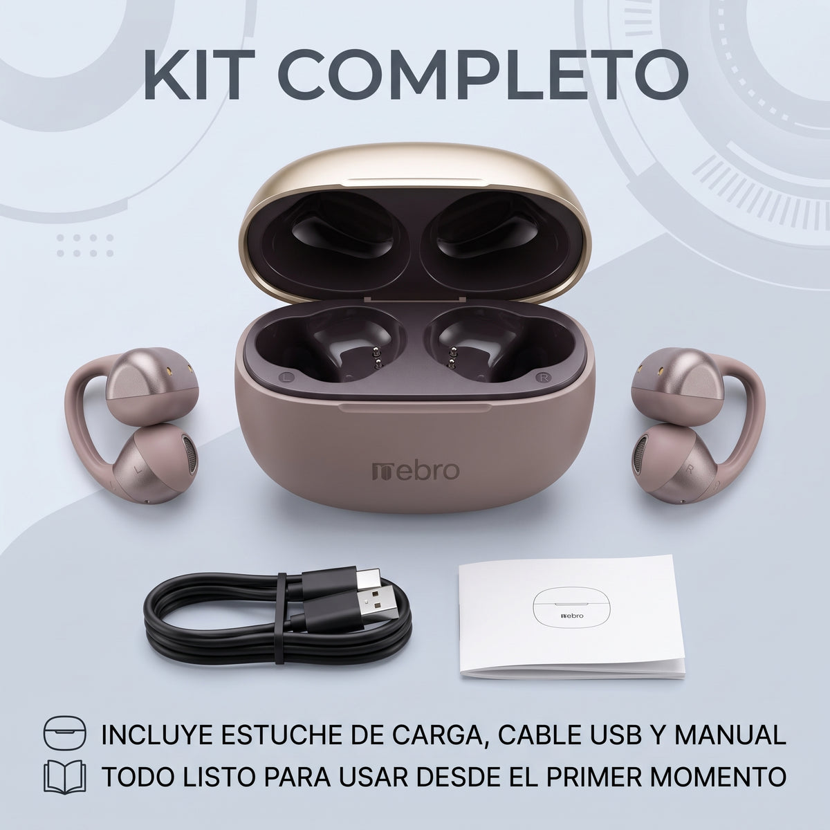 Audífonos Inalámbricos Nebro WE-522 Open Ear Bluetooth 5.4 Sonido HiFi