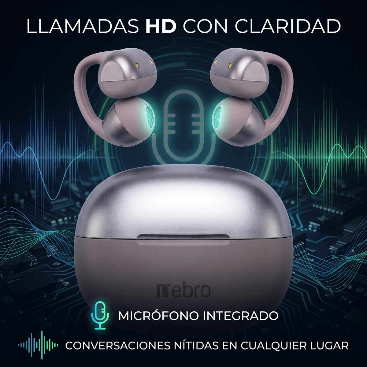 Audífonos Inalámbricos Nebro WE-522 Open Ear Bluetooth 5.4 Sonido HiFi